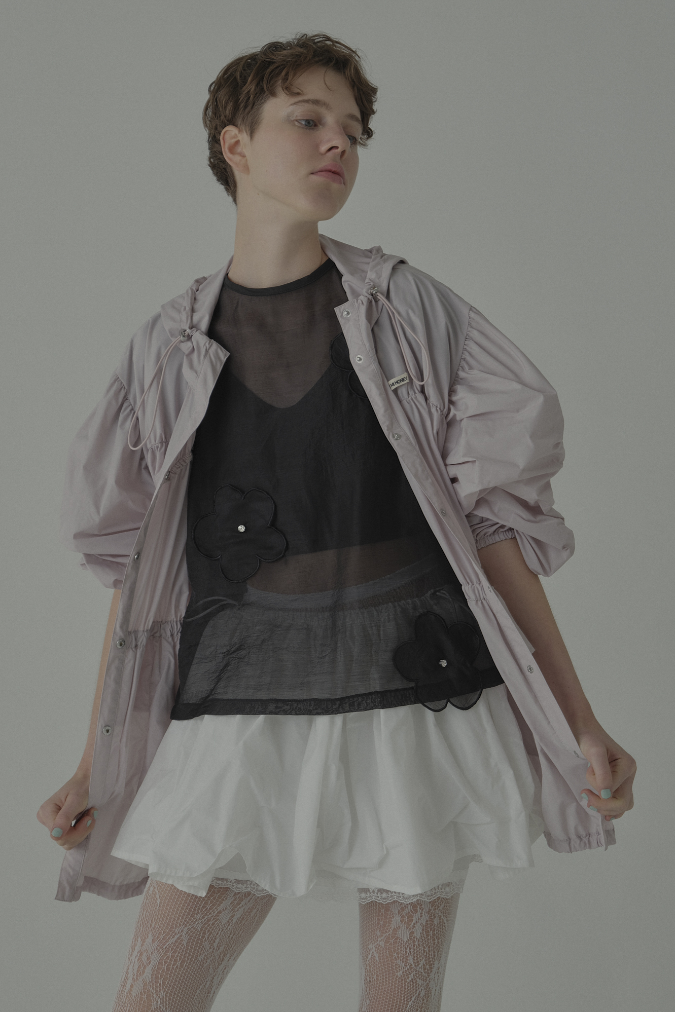 HONEY MI HONEY｜taffeta frill peplum blouson