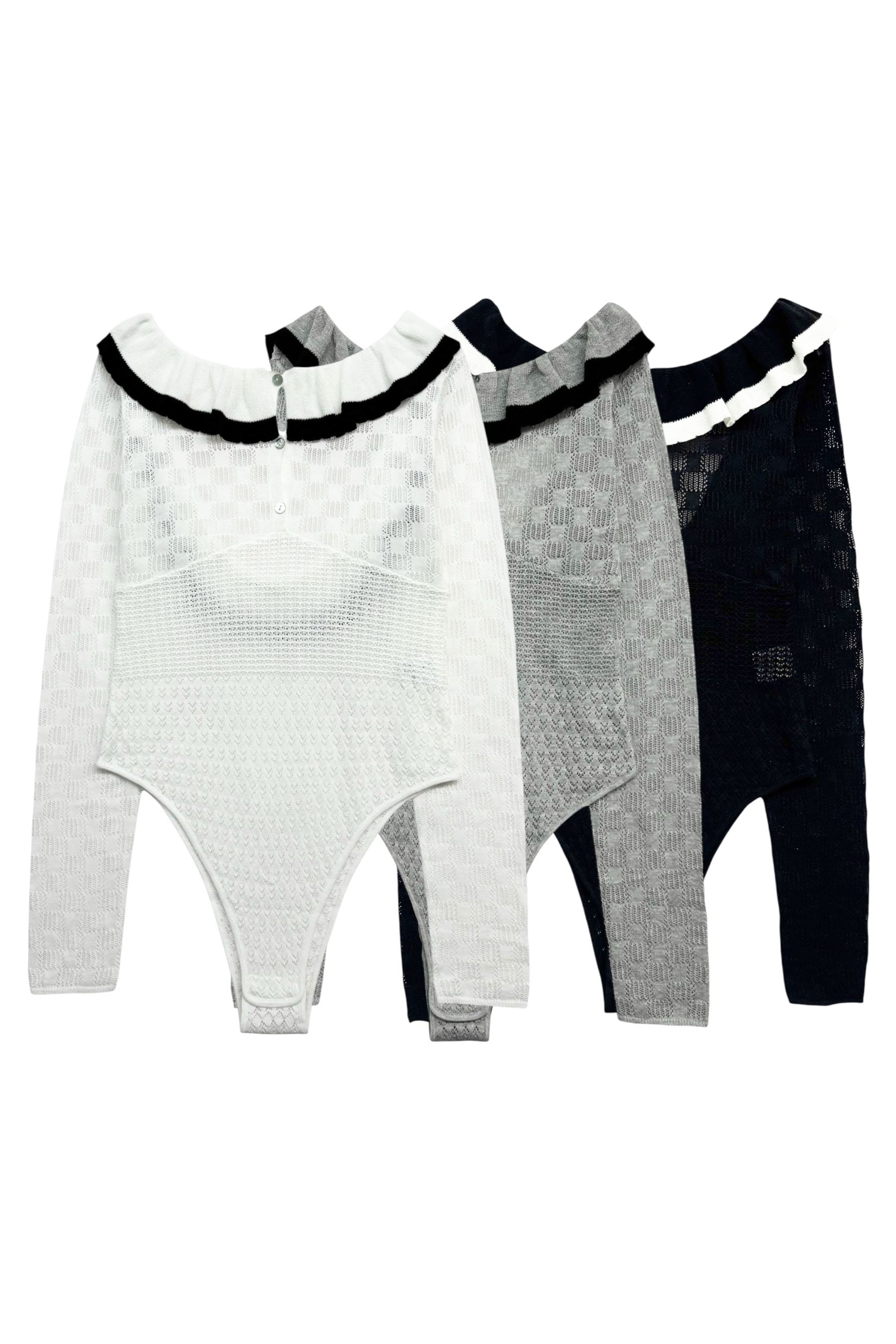 HONEY MI HONEY｜crochet frill knit bodysuit