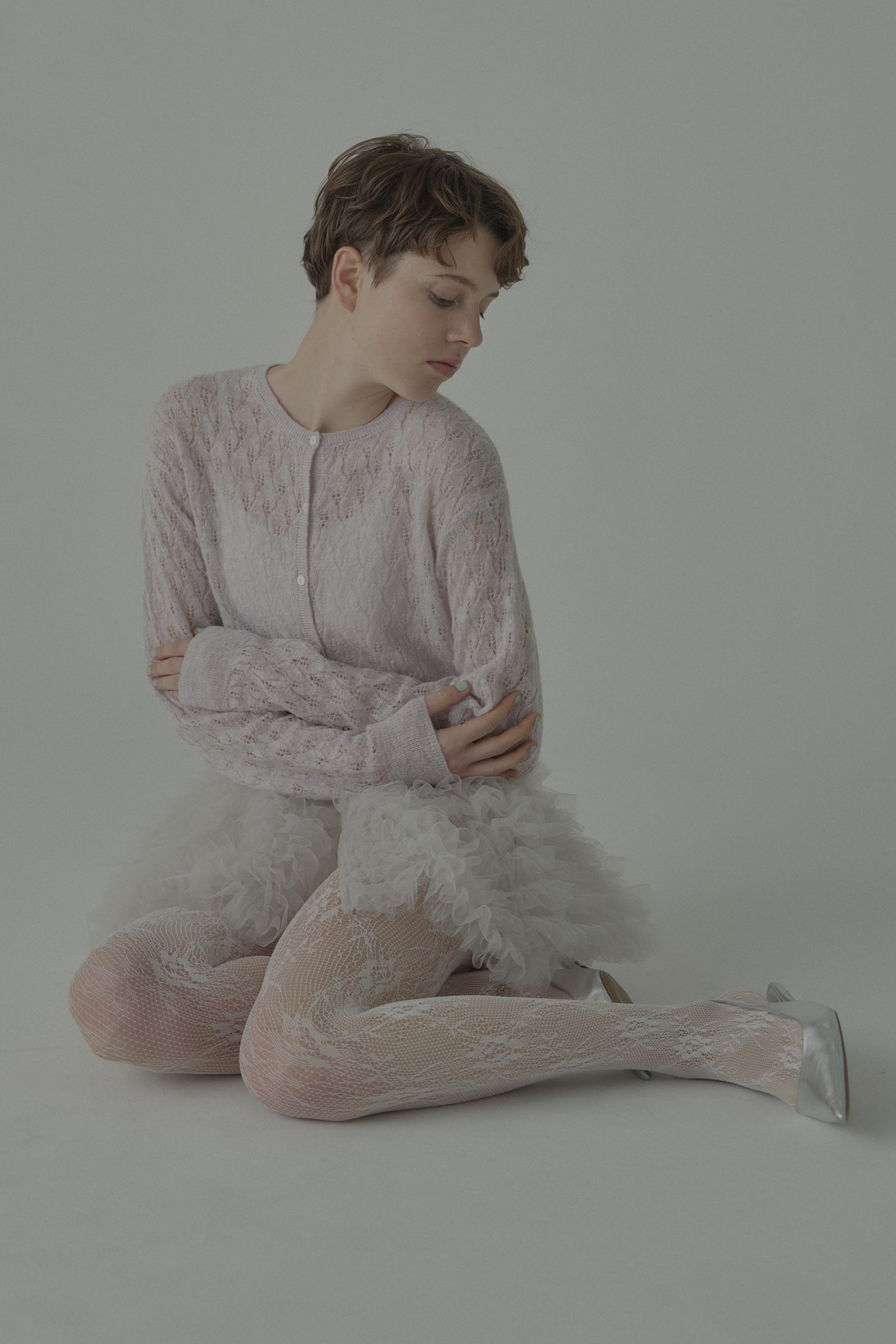 HONEY MI HONEY  クロシェットモヘアカーディガン HONEY MI HONEY｜sheer mohair tulle peplum cardigan
