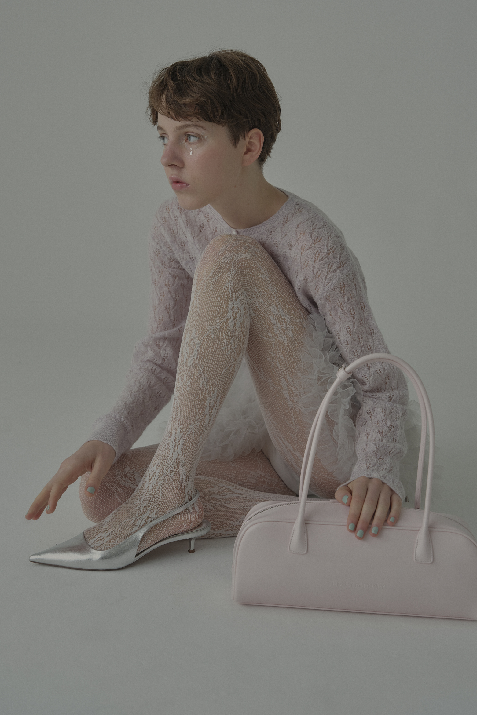 HONEY MI HONEY｜sheer mohair tulle peplum cardigan