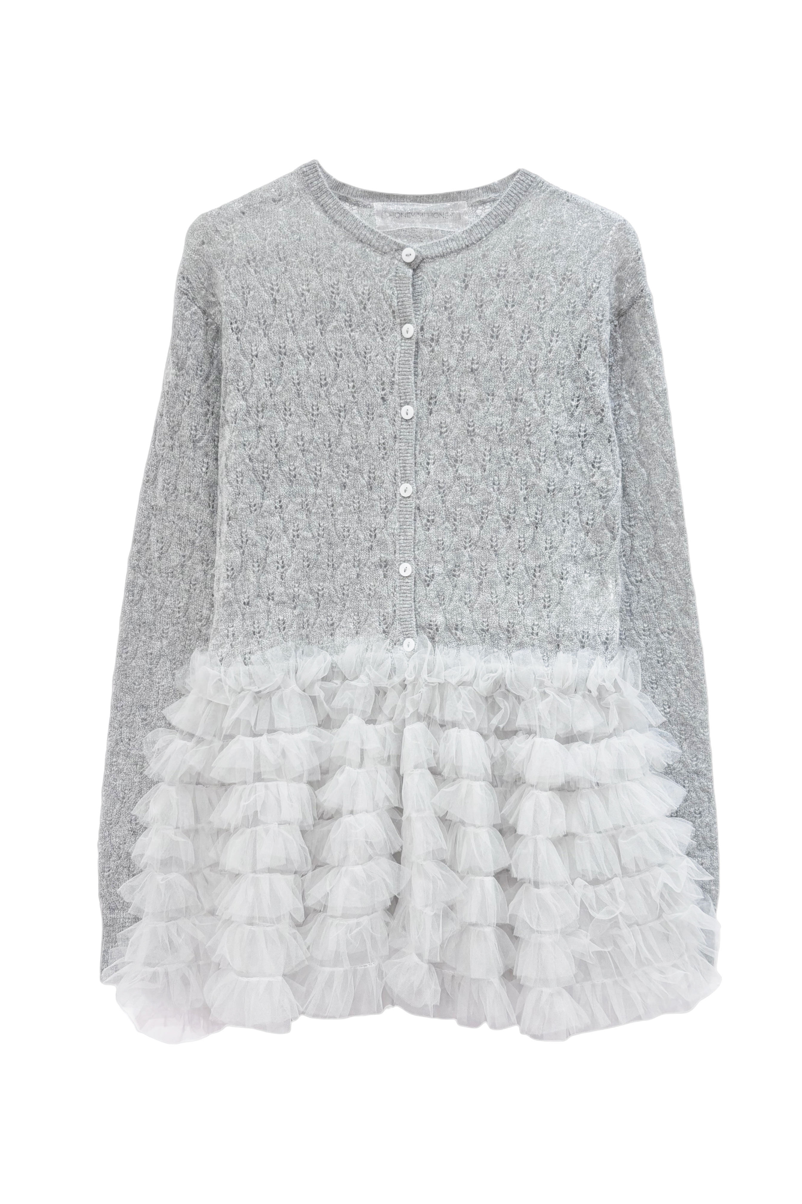 HONEY MI HONEY｜sheer mohair tulle peplum cardigan