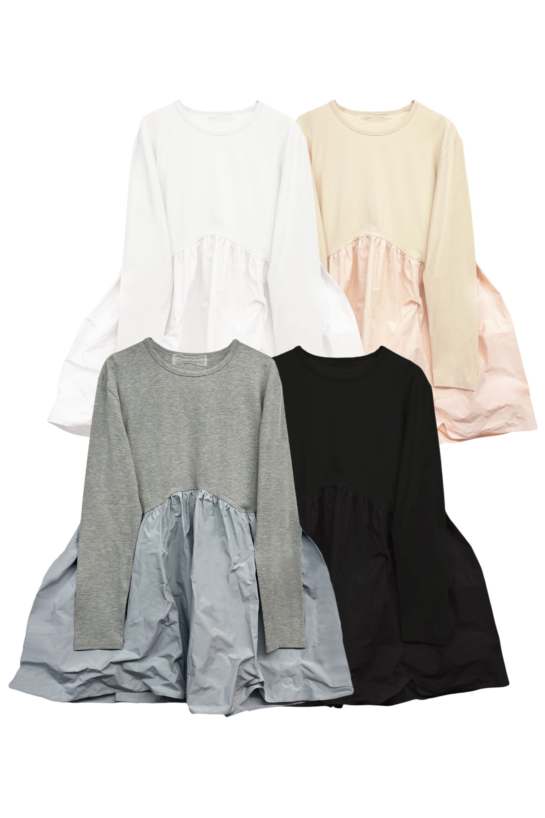 HONEY MI HONEY｜taffeta frill long t-shirt｜タフタフリルロングTシャツ