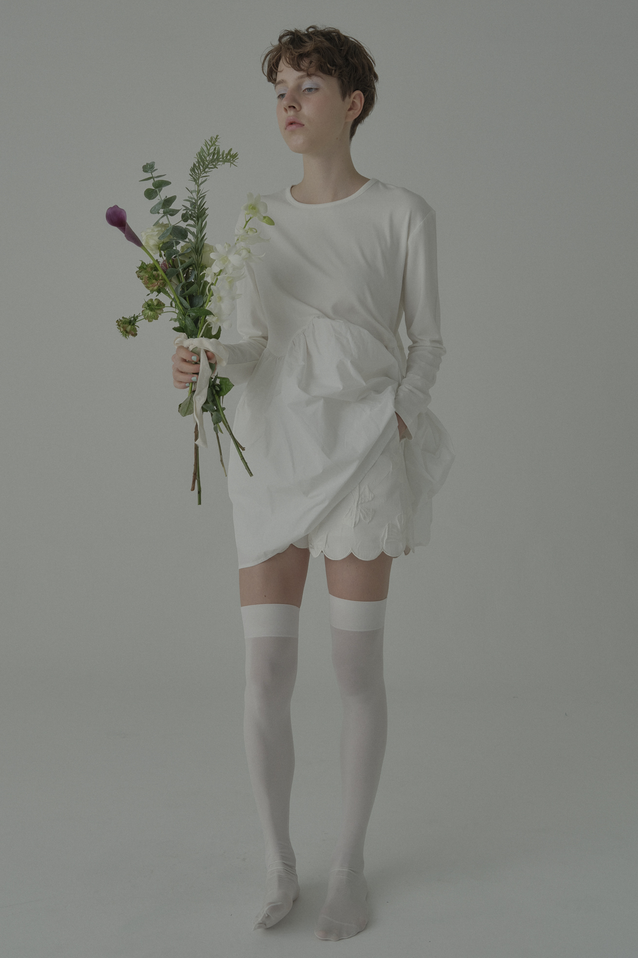 ✅HONEY MI HONEY white frill shirt HONEY MI HONEY｜taffeta frill long t-shirt｜タフタフリルロングTシャツ