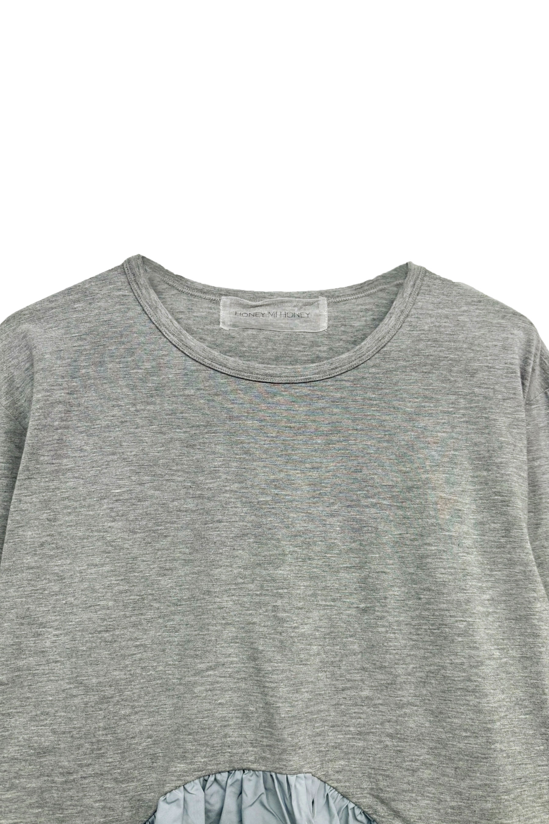 HONEY MI HONEY｜taffeta frill long t-shirt｜タフタフリルロングTシャツ