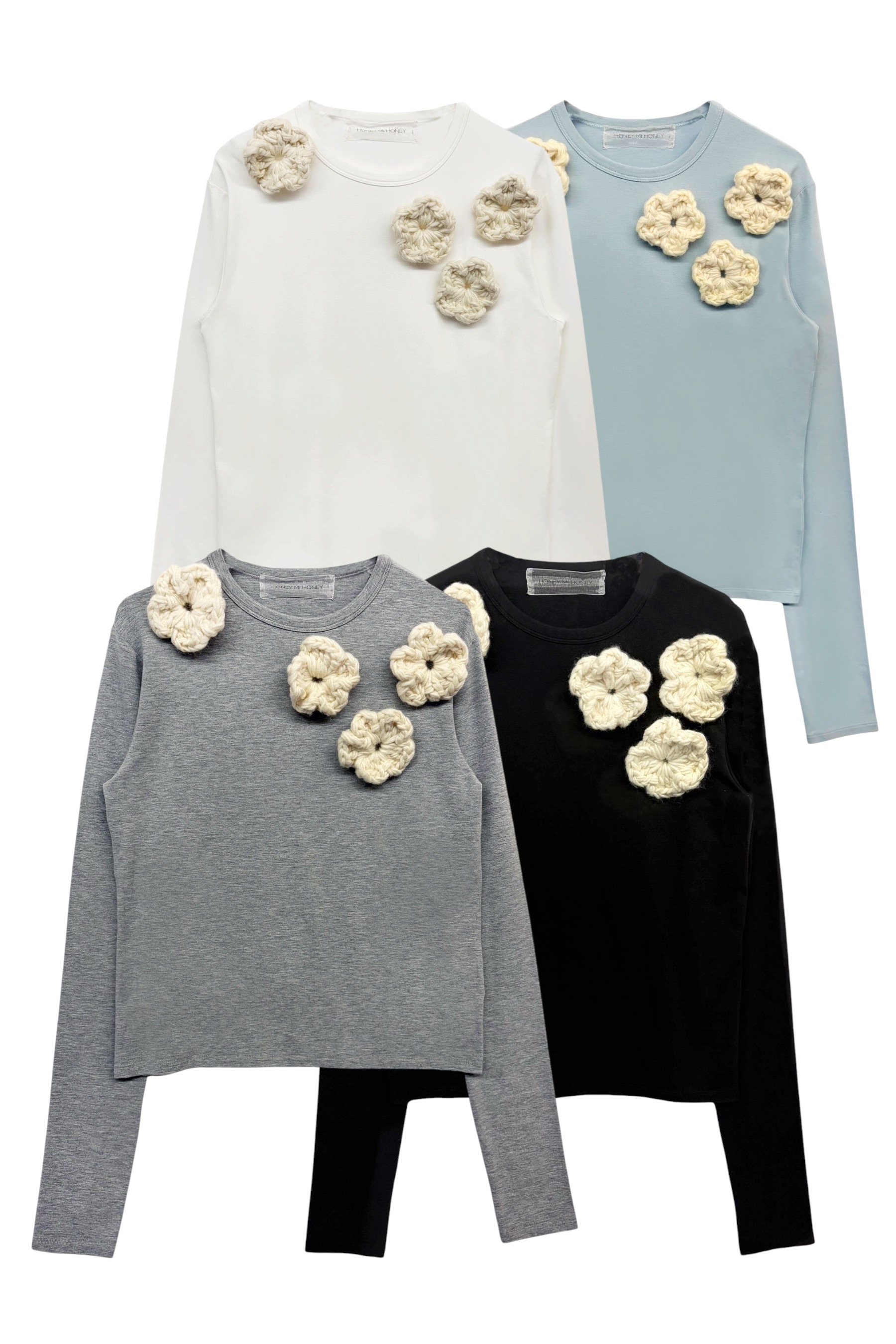 【新品タグ付き】　HONEY MI HONEY HONEY MI HONEY｜flower long t-shirt｜フラワーニットフラワーロングT