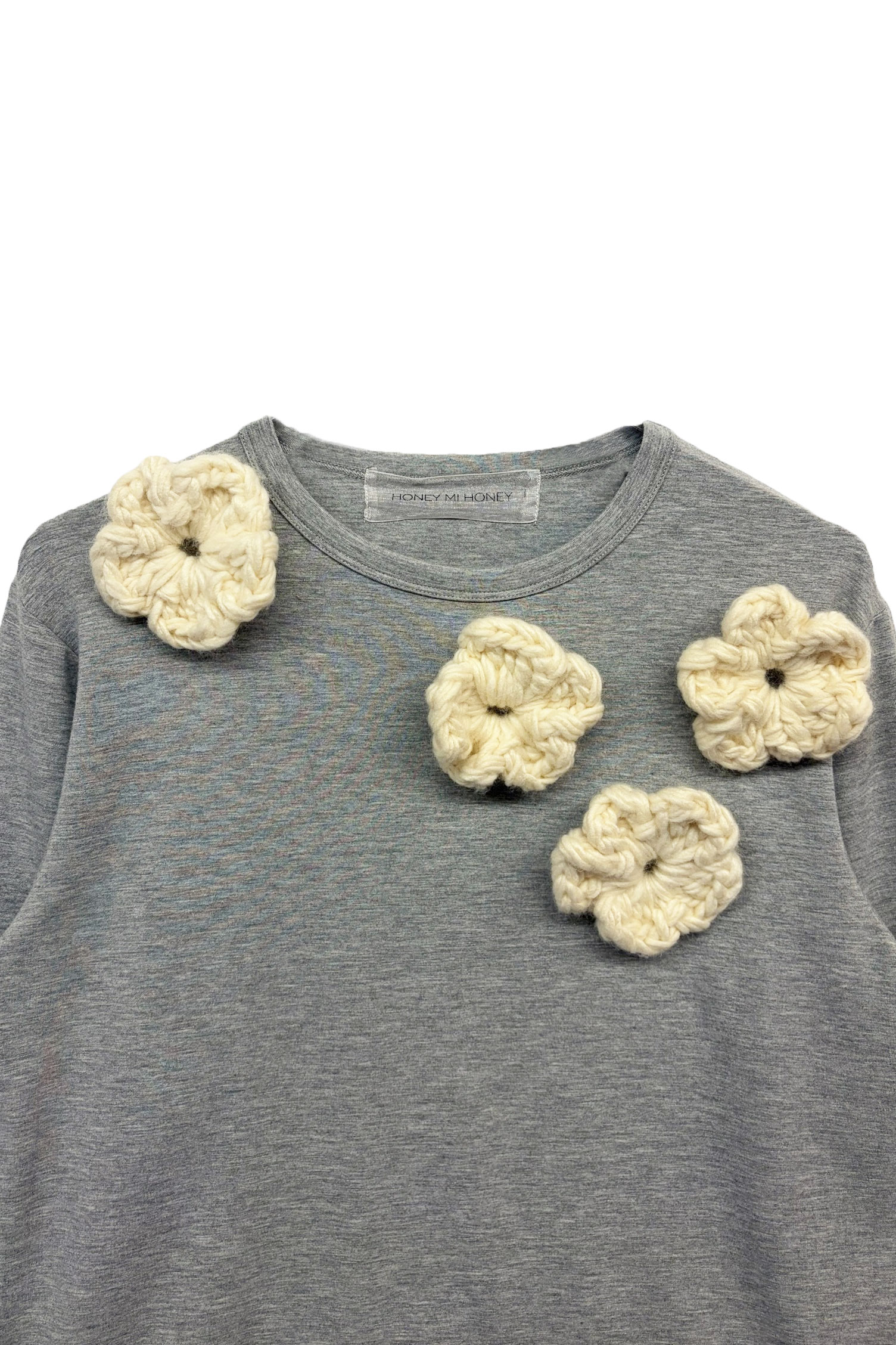 HONEY MI HONEY｜flower long t-shirt｜フラワーニットフラワーロングT