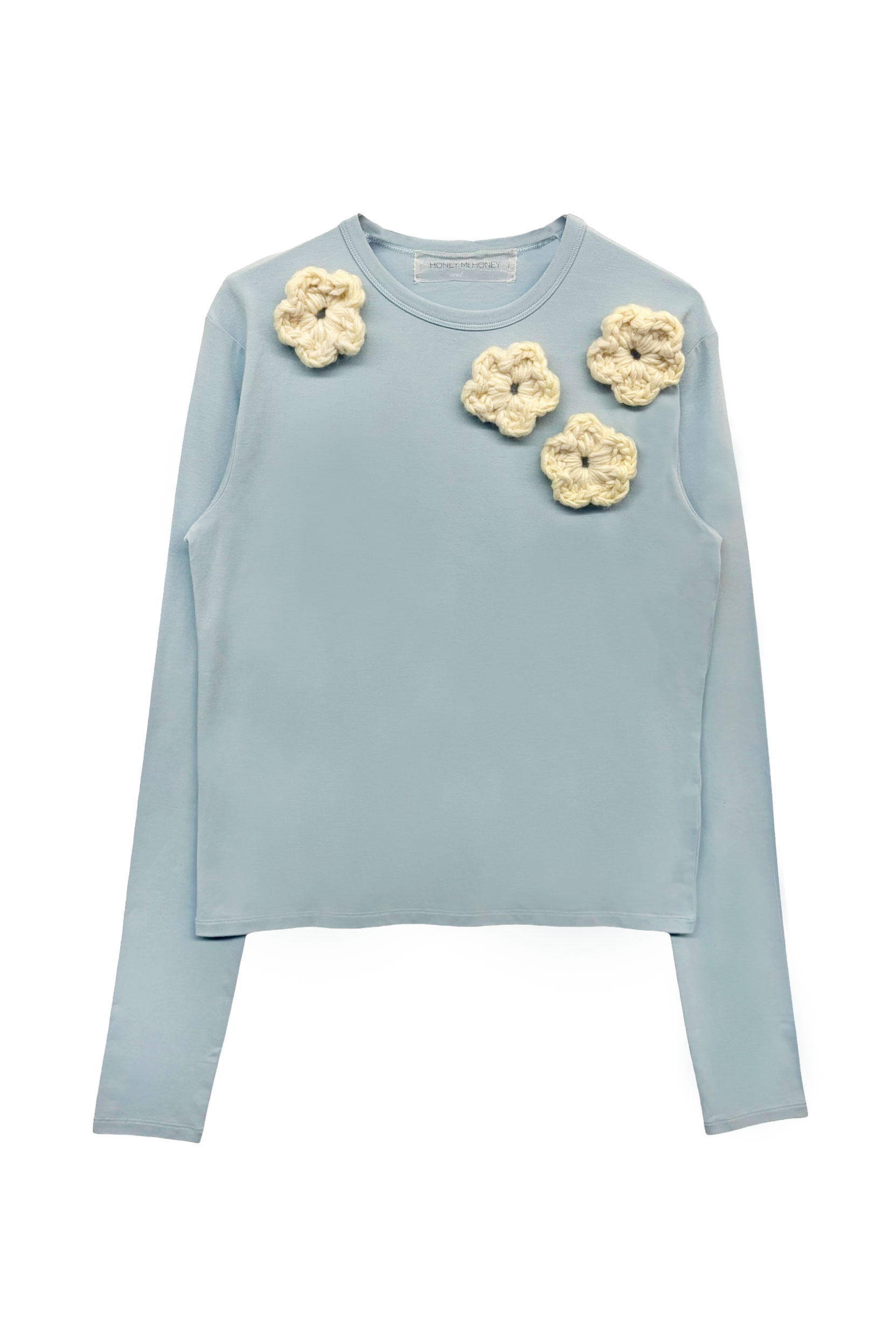 HONEY MI HONEY｜flower long t-shirt｜フラワーニットフラワーロングT