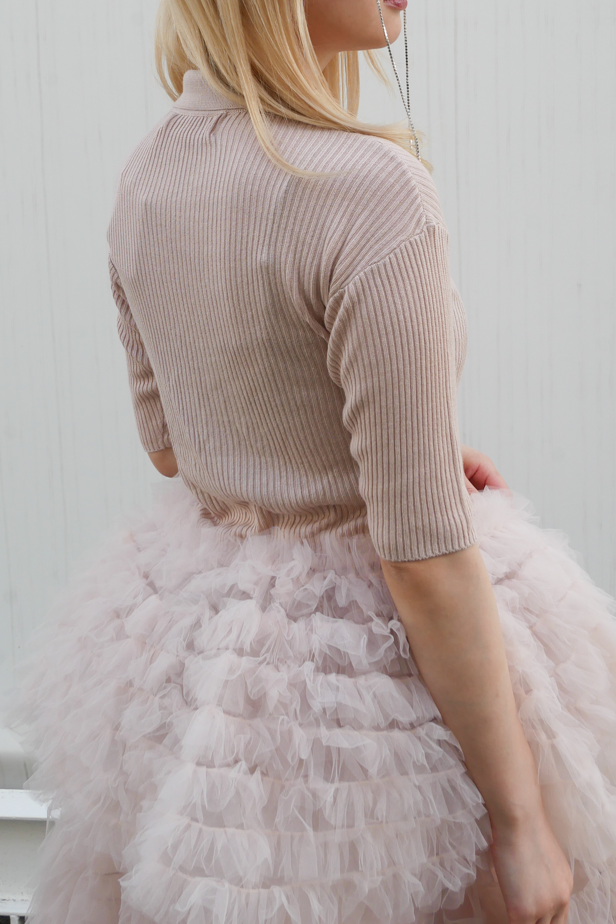 HONEY MI HONEY】tulle peplum short sleeve cardigan HONEY.MALL