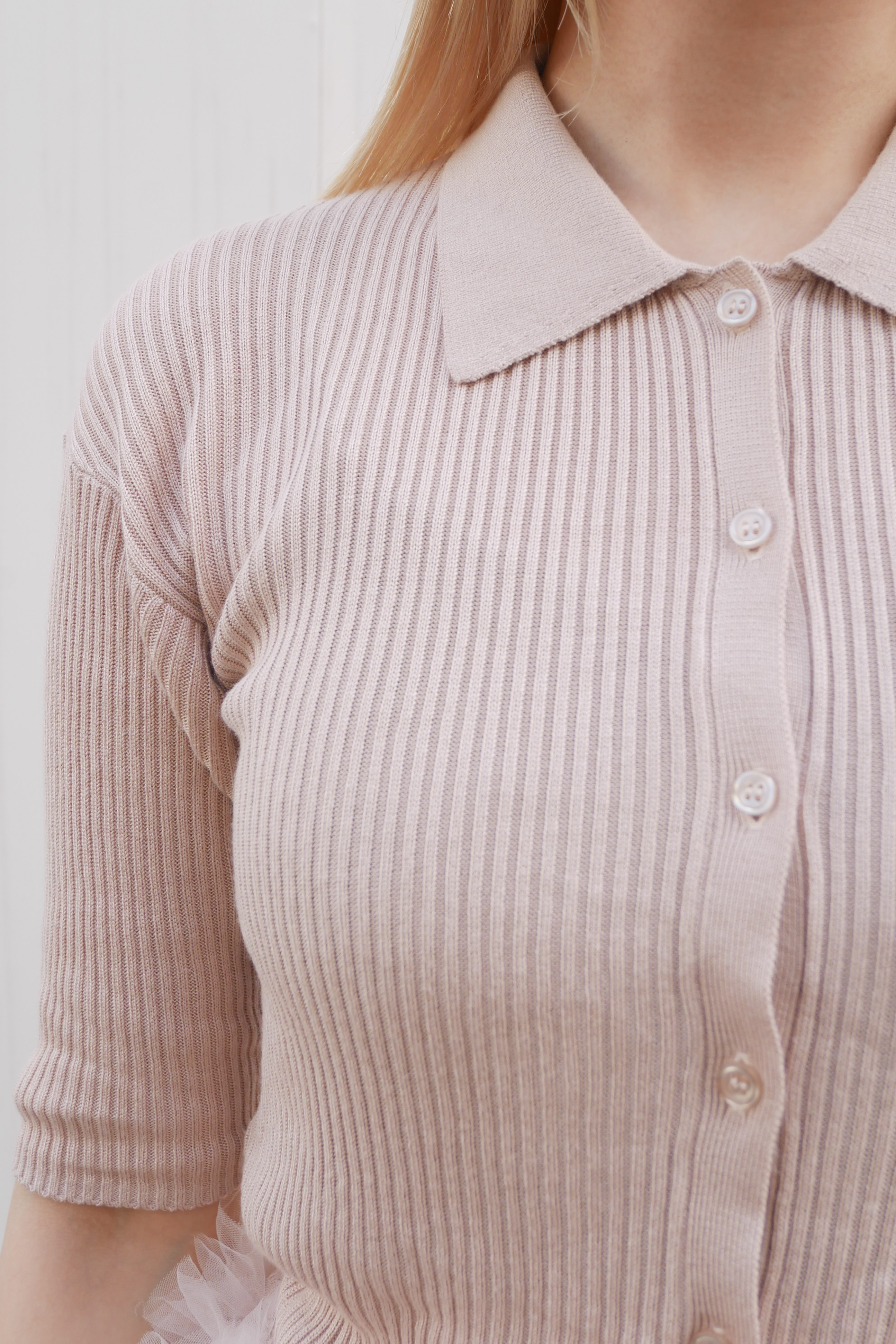 HONEY MI HONEY】tulle peplum short sleeve cardigan HONEY.MALL