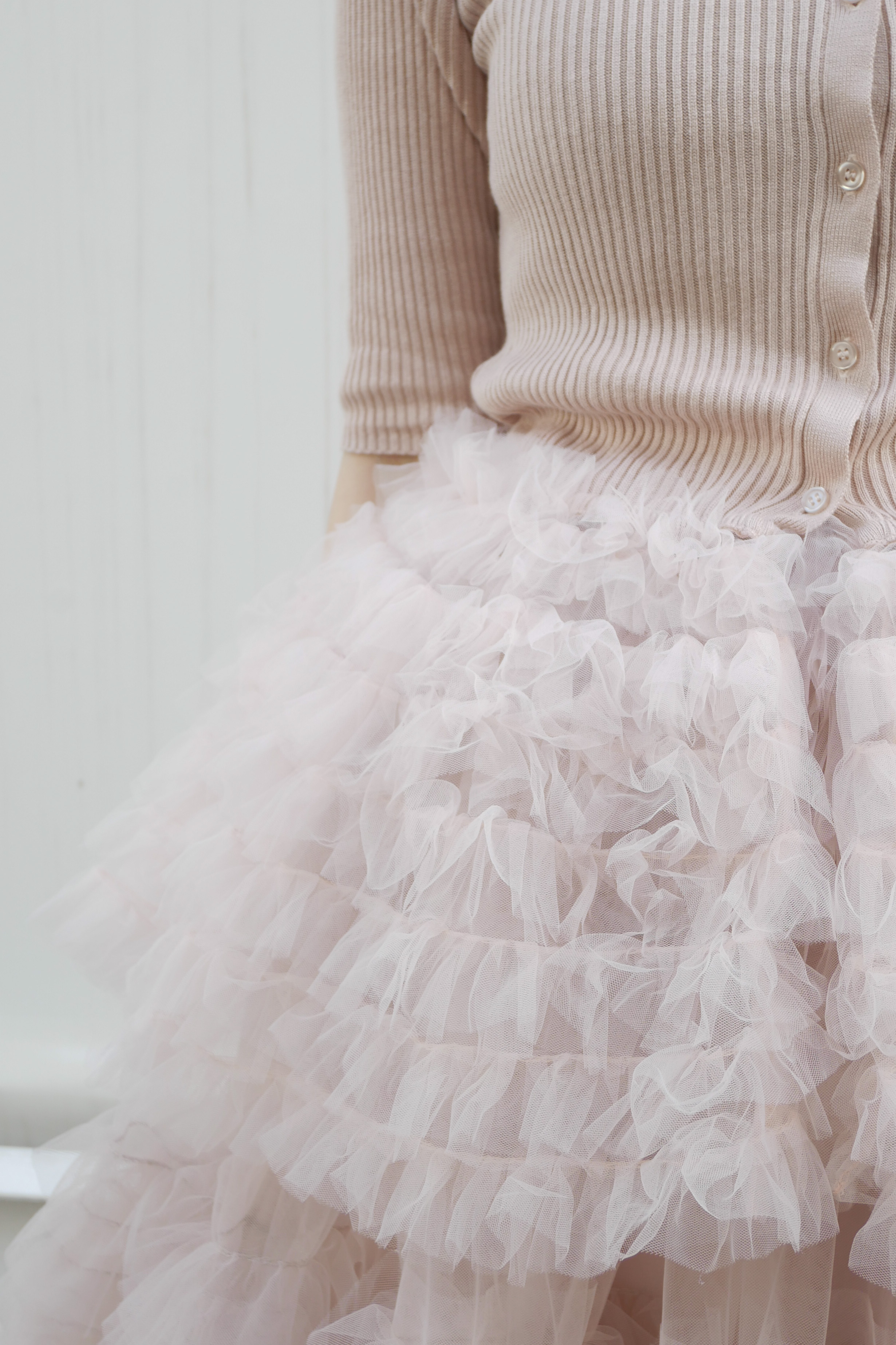 Lumignon ♥ Mellow Heart Tulle Top 【ホワイト】 HONEY MI HONEY】tulle peplum short sleeve cardigan HONEY.MALL