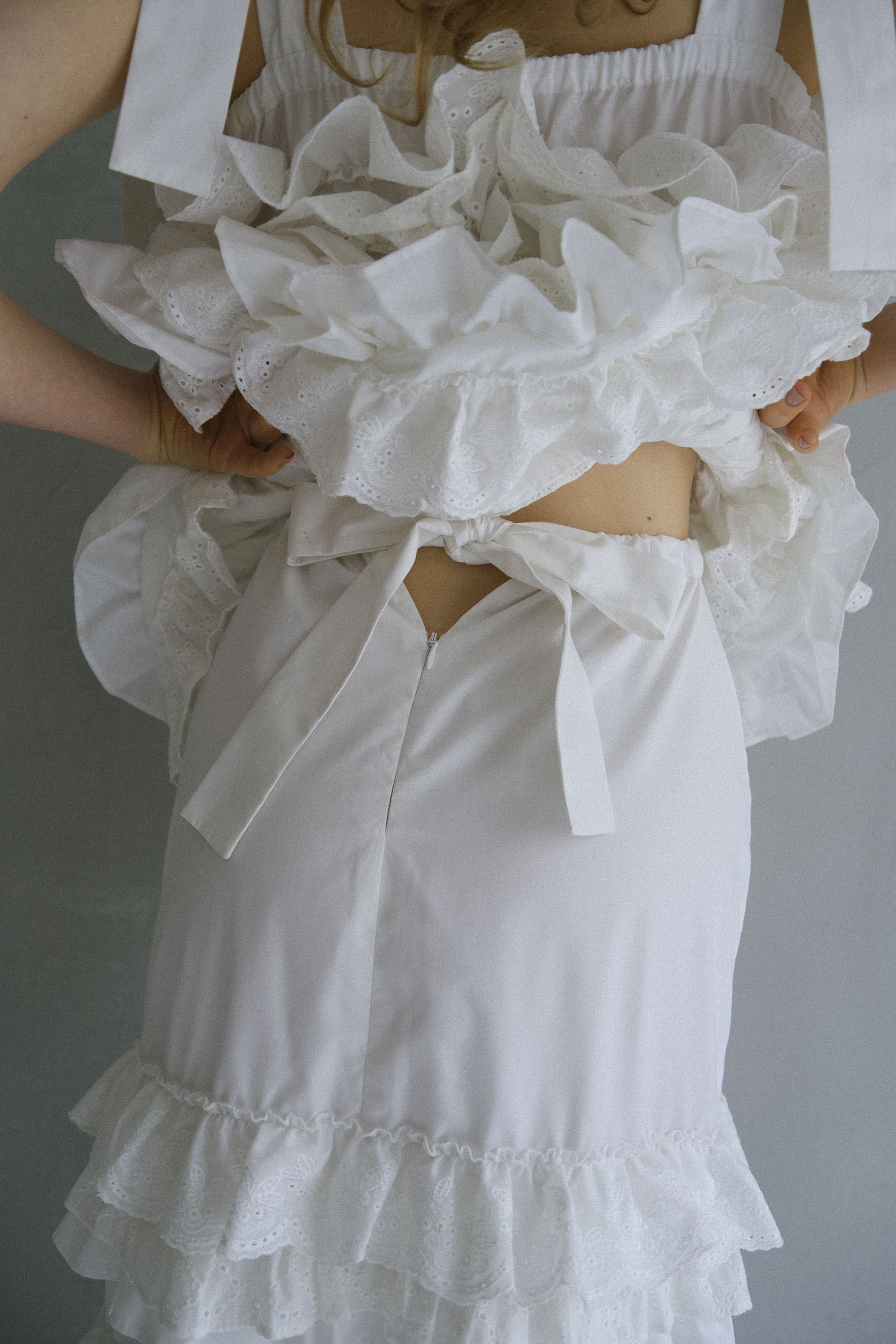 cotton lace tiered long skirt | HONEY MI HONEY