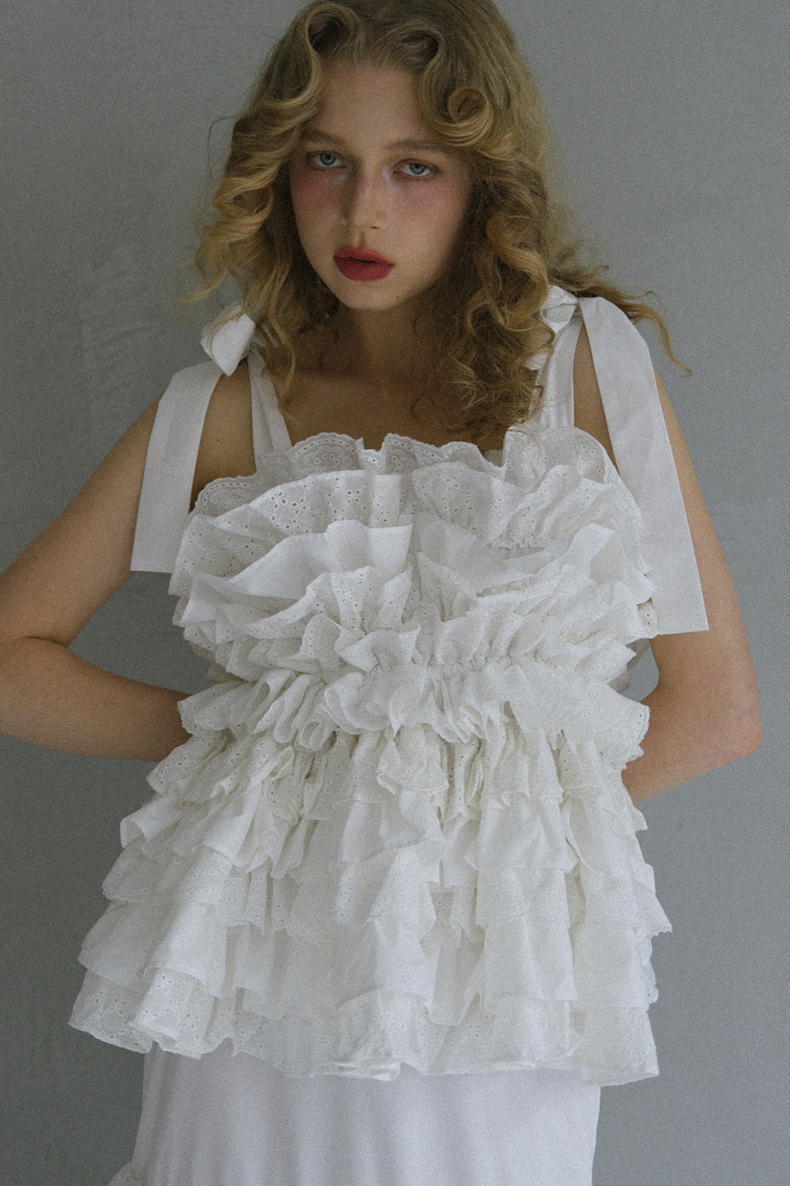 【HONEY MI HONEY】cotton lace tiered camisole