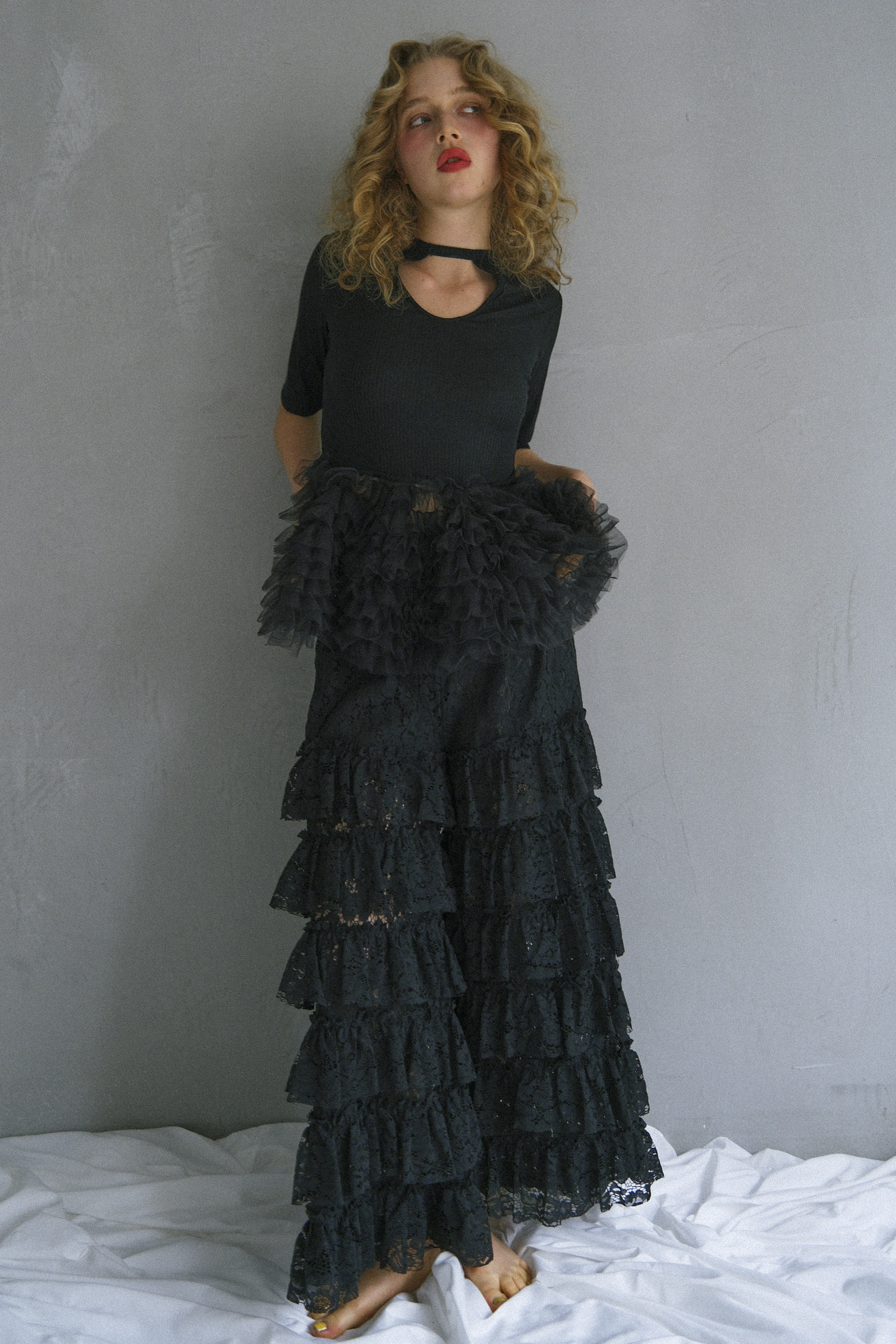 Honey mi honey tulle peplum sweat ブラック tulle peplum rib cutsew | HONEY MI HONEY