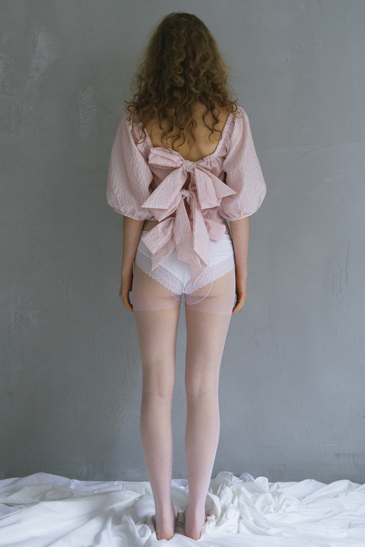 jacquard ribbon puff blouse | HONEY MI HONEY