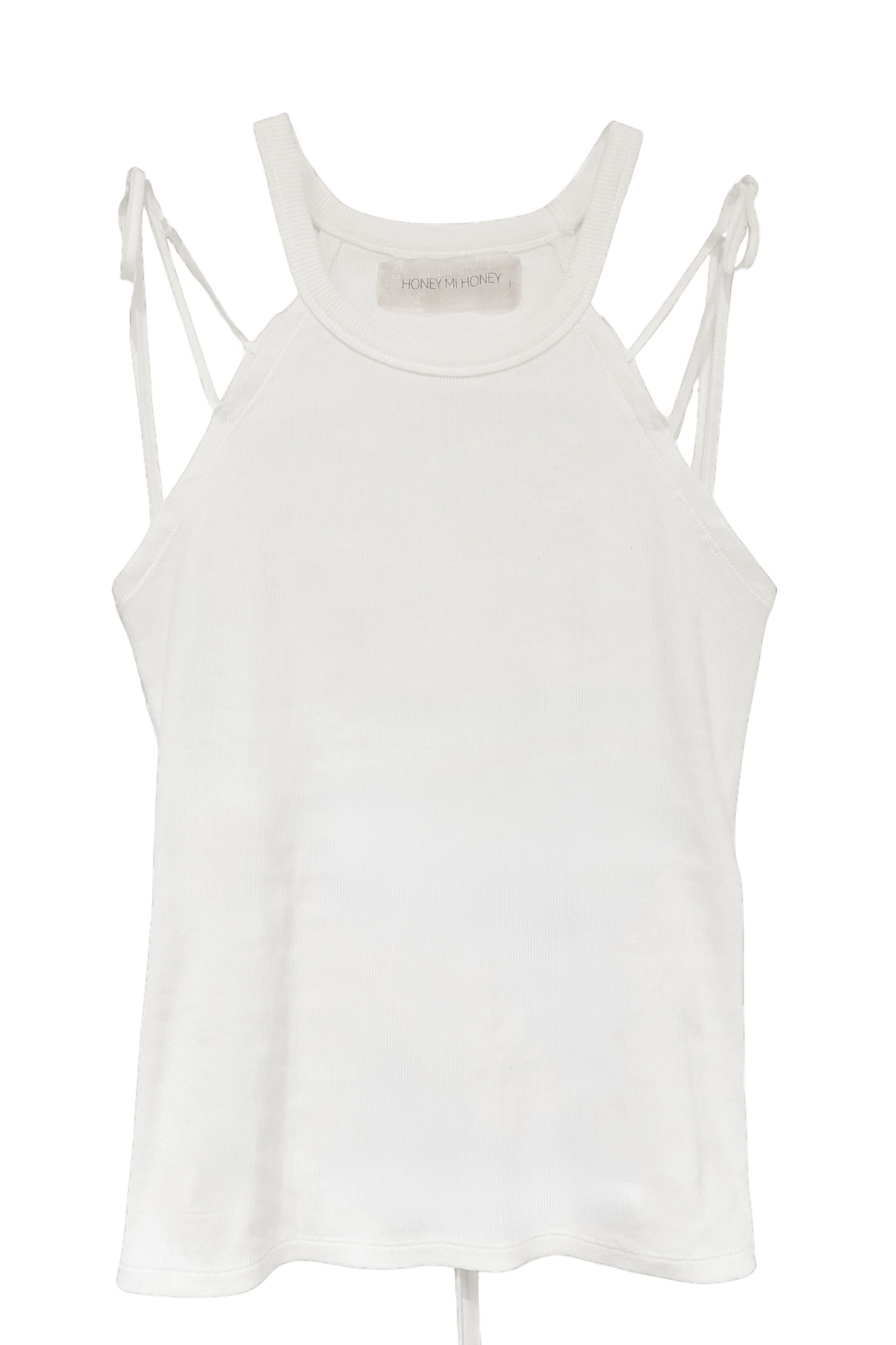 rib ribbon halter tops | HONEY MI HONEY