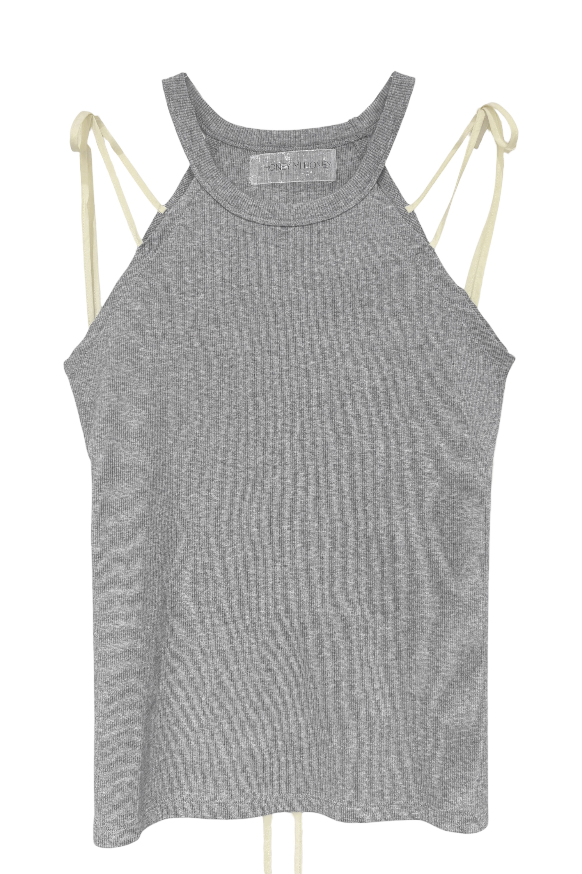 rib ribbon halter tops | HONEY MI HONEY