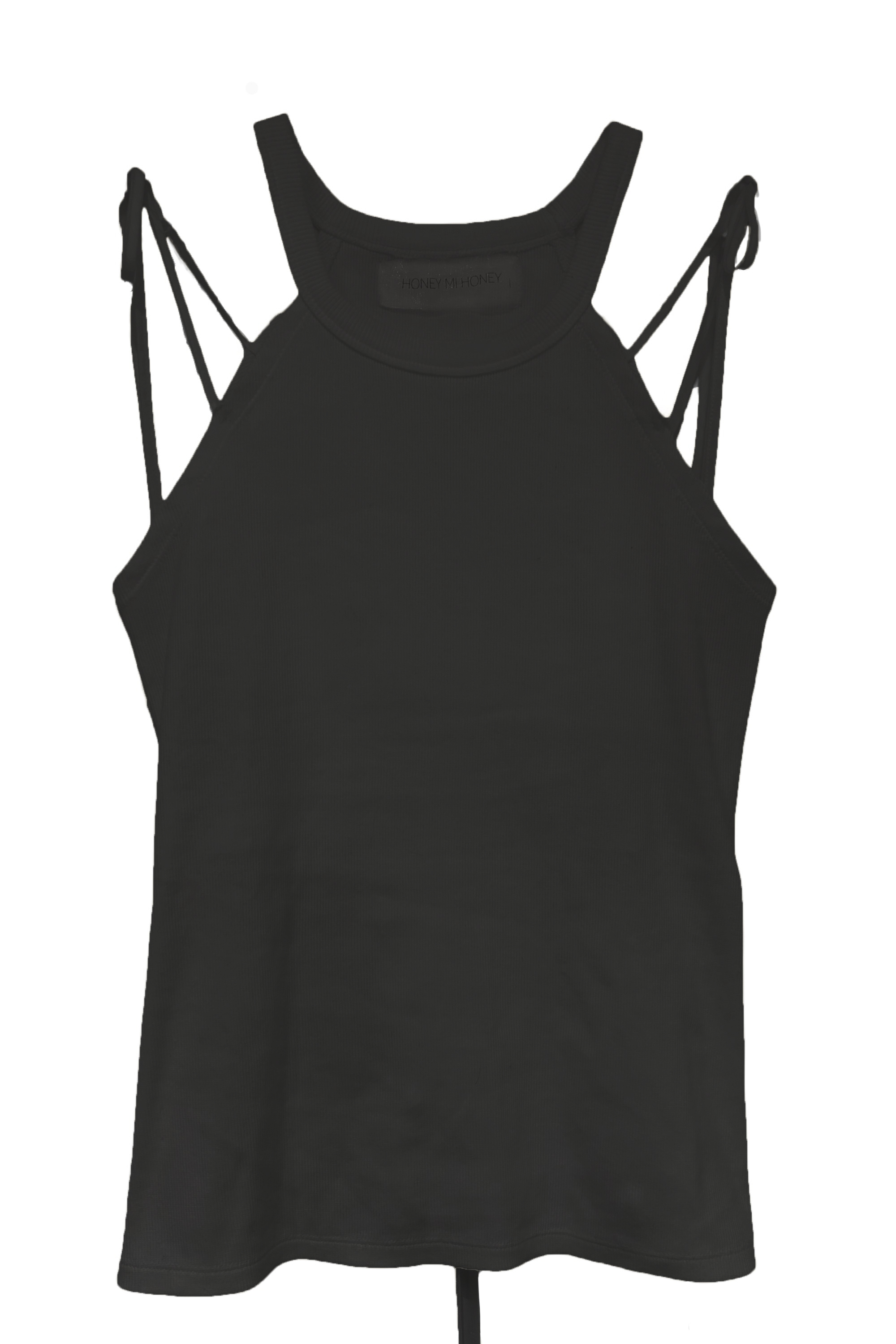 rib ribbon halter tops | HONEY MI HONEY