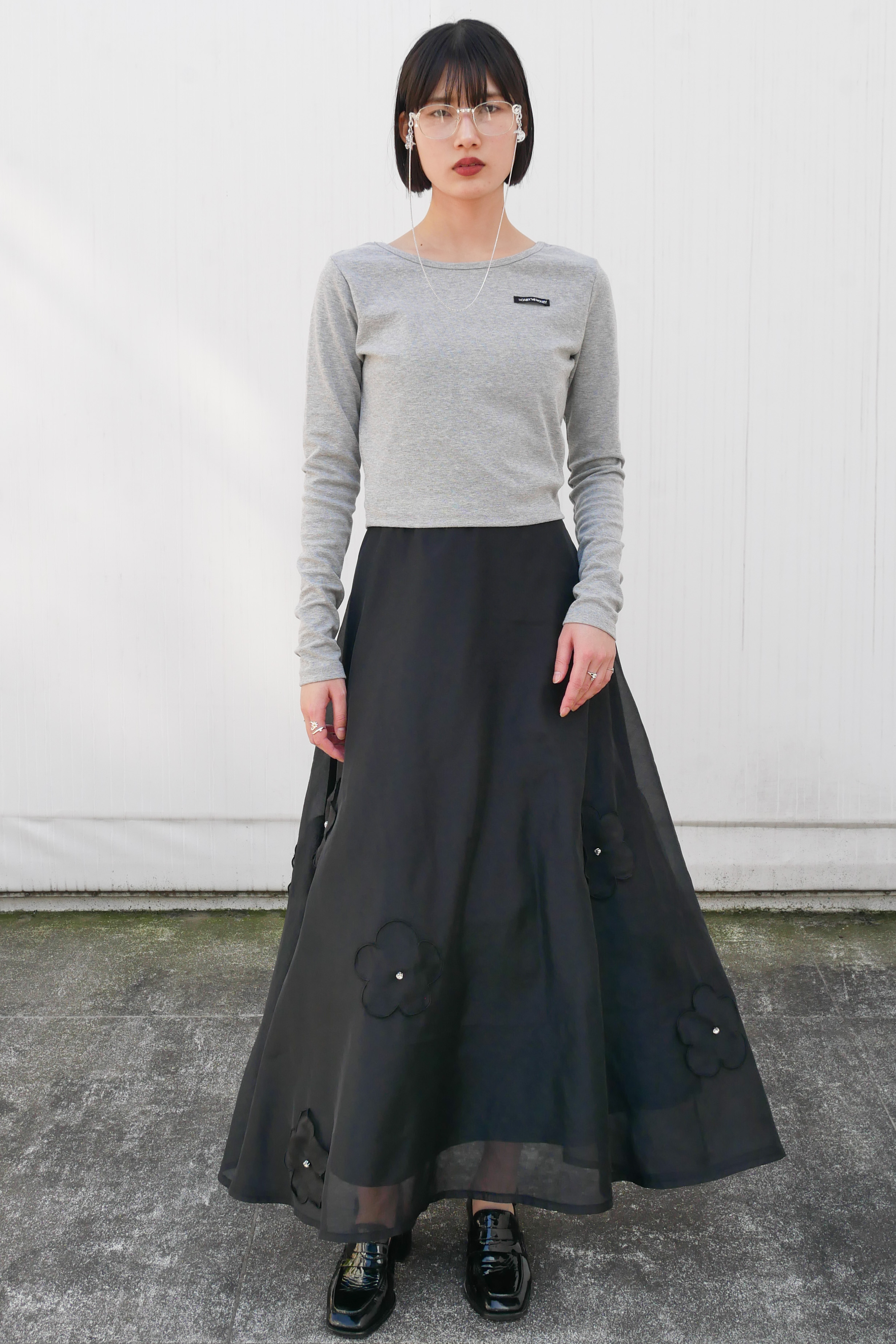 HONEY MI HONEY】honey logo cropped long t-shirt HONEY.MALL