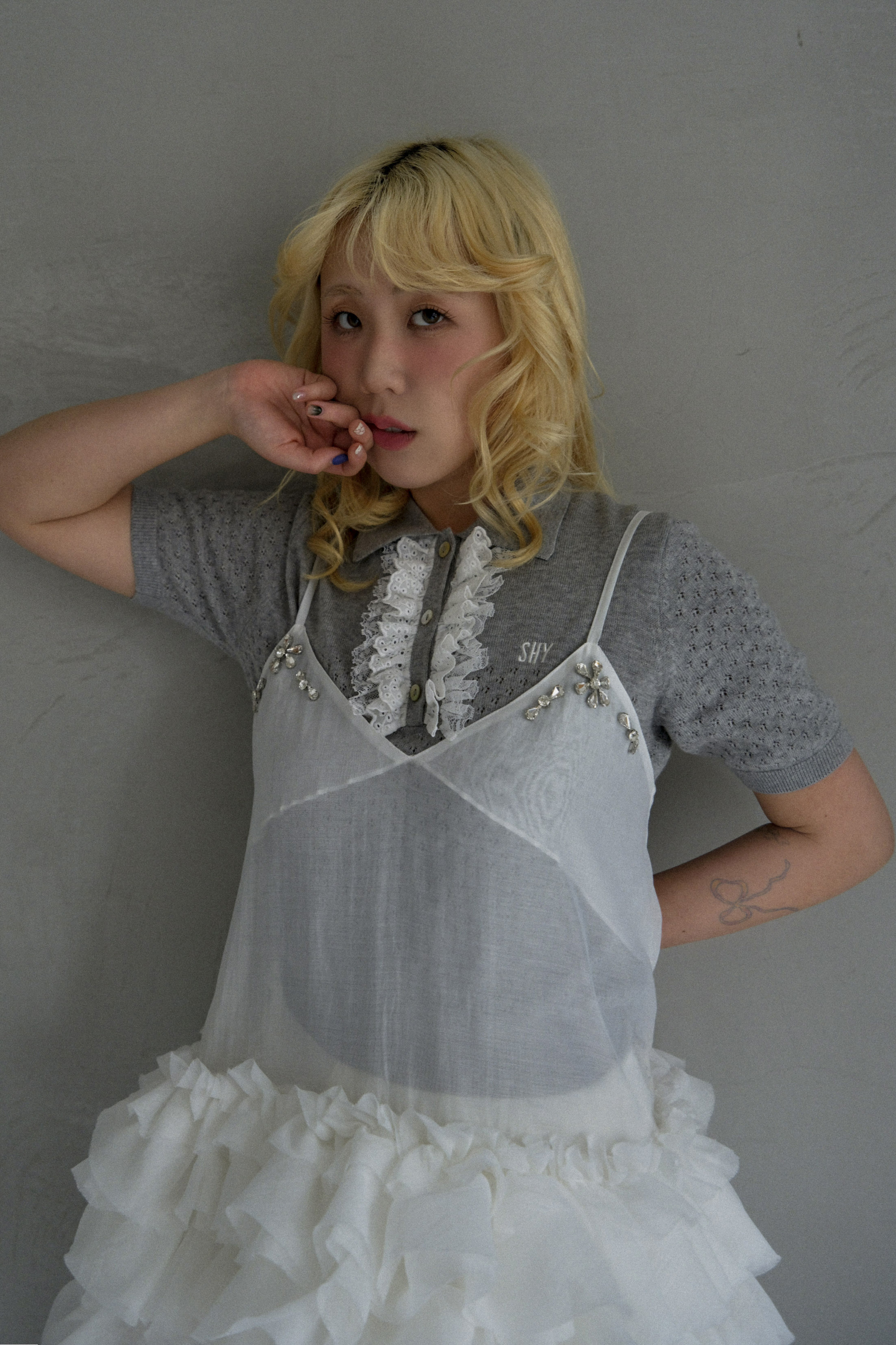ハニーミーハニー レースカラーニット SOWAコラボ】lace frill knit polo | HONEY MI HONEY