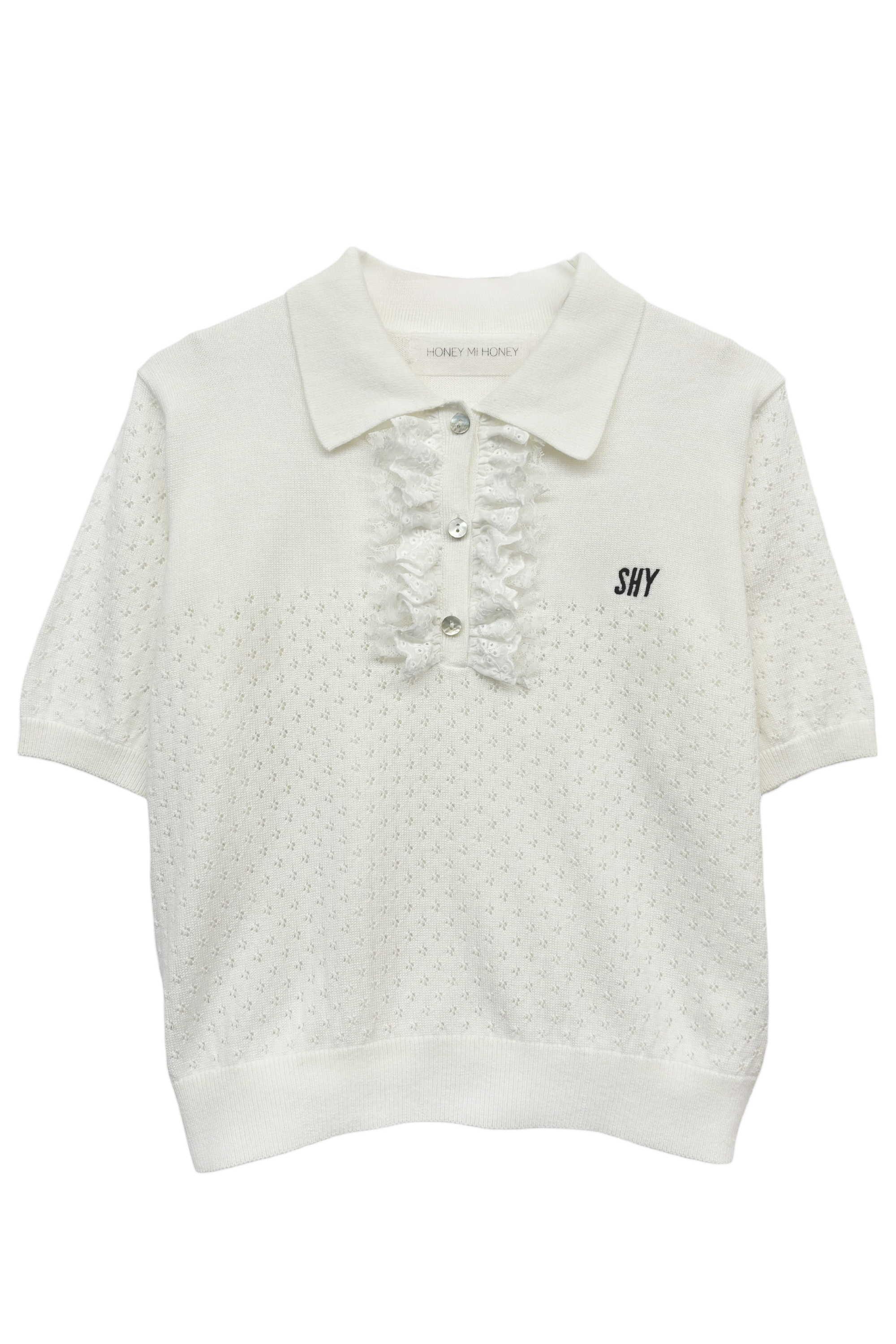 ハニーミーハニー　パフシャツ　新品 SOWAコラボ】lace frill knit polo | HONEY MI HONEY