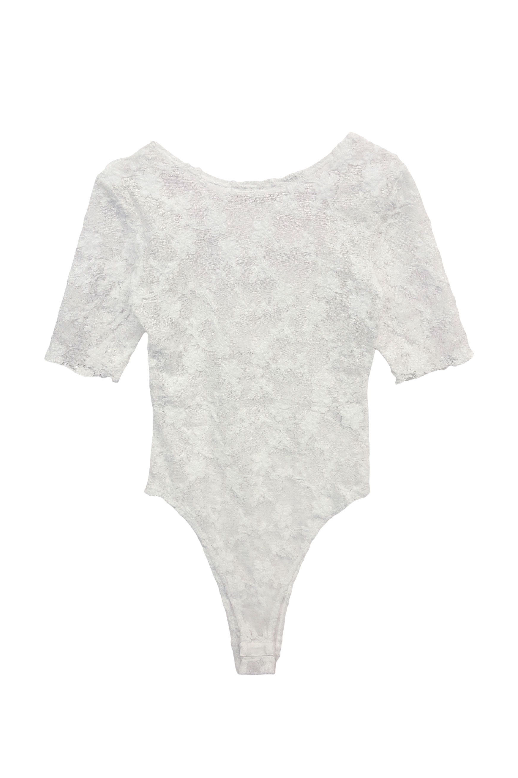 molle embroidery lace short sleeve body suit | HONEY MI HONEY