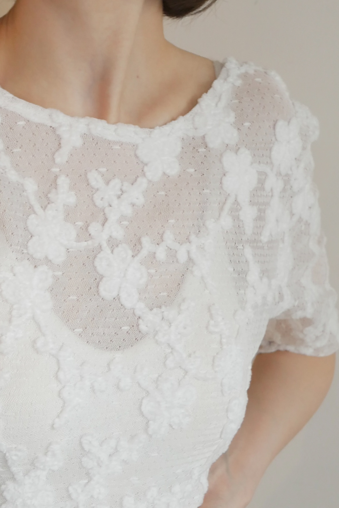 HONEY MI HONEY】molle embroidery lace short sleeve body suit HONEY