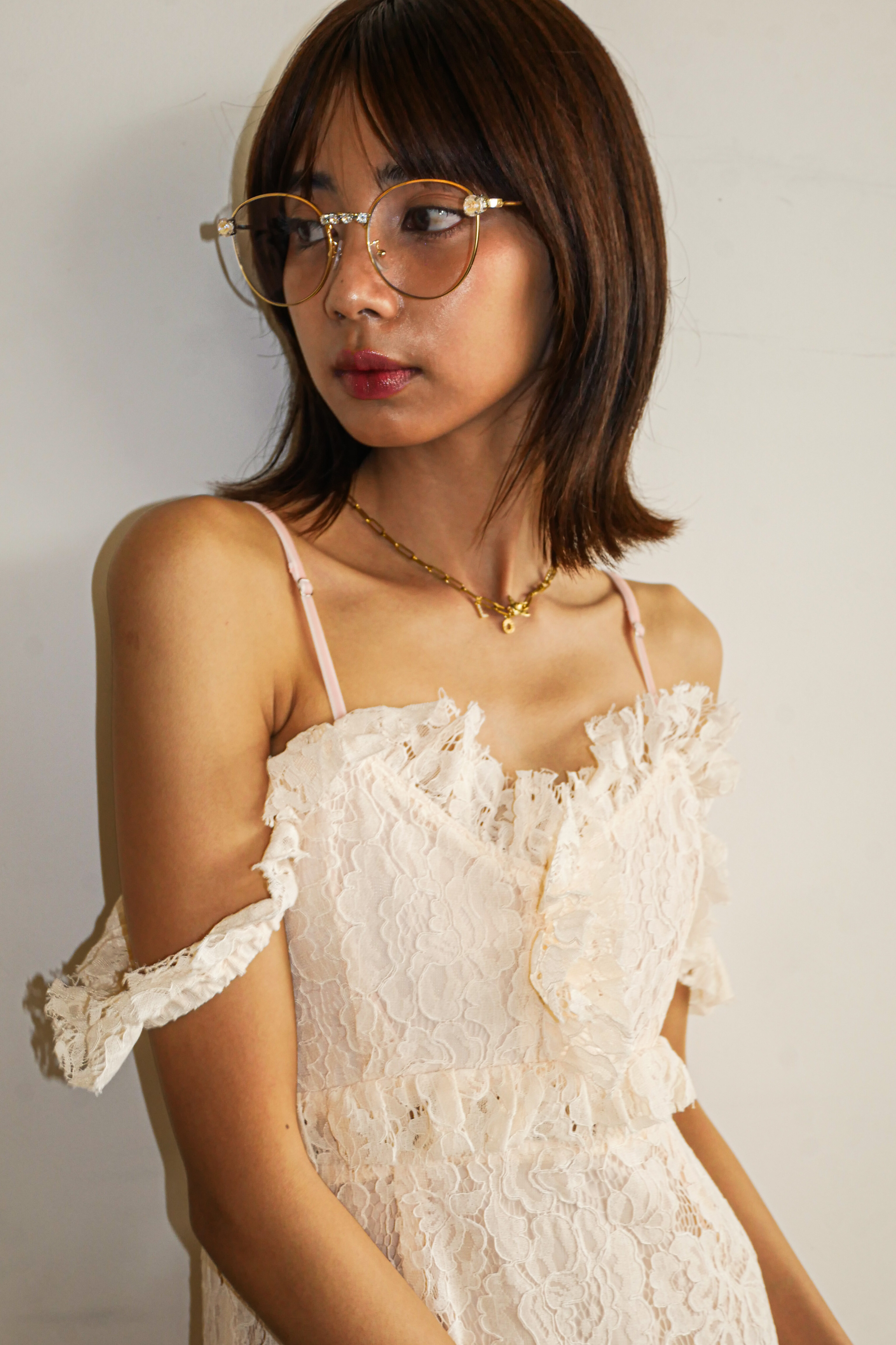 lace off shoulder camisole one-piece | HONEY MI HONEY