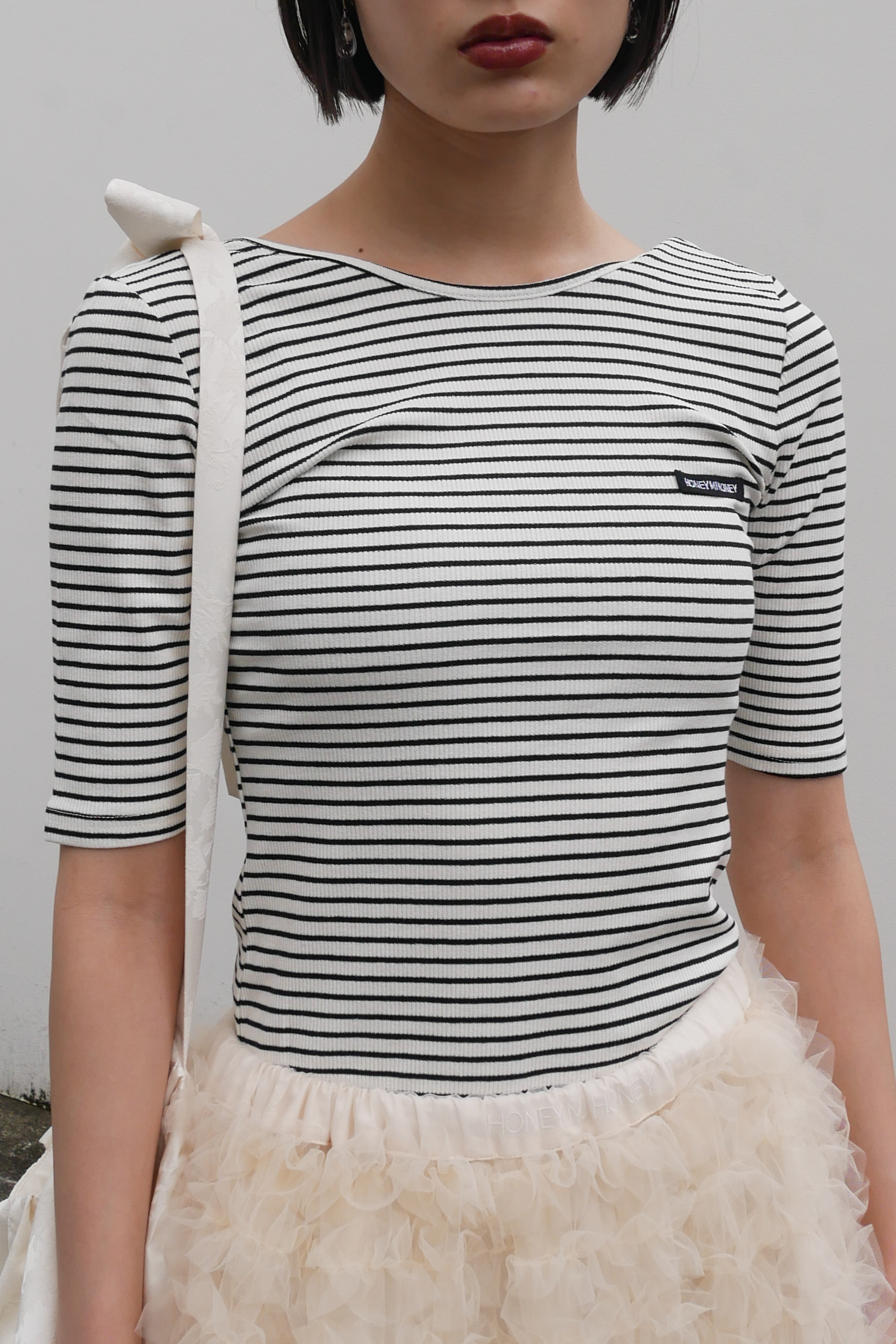HONEY MI HONEY】back open rib tops HONEY.MALL
