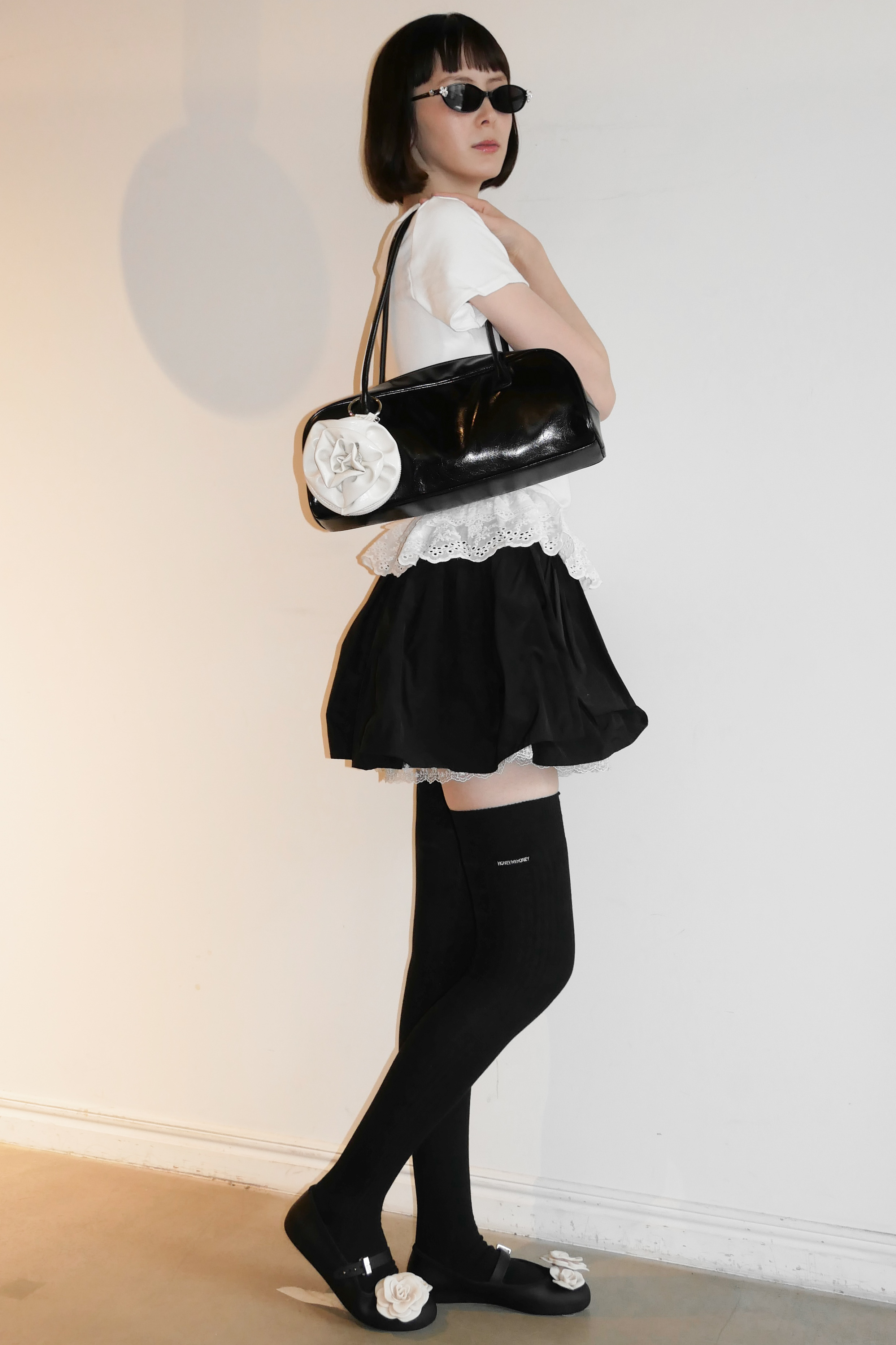 スカート HONEY MI HONEY taffetaribbondrapeskirt HONEY MI HONEY｜taffeta layered drape mini skirt