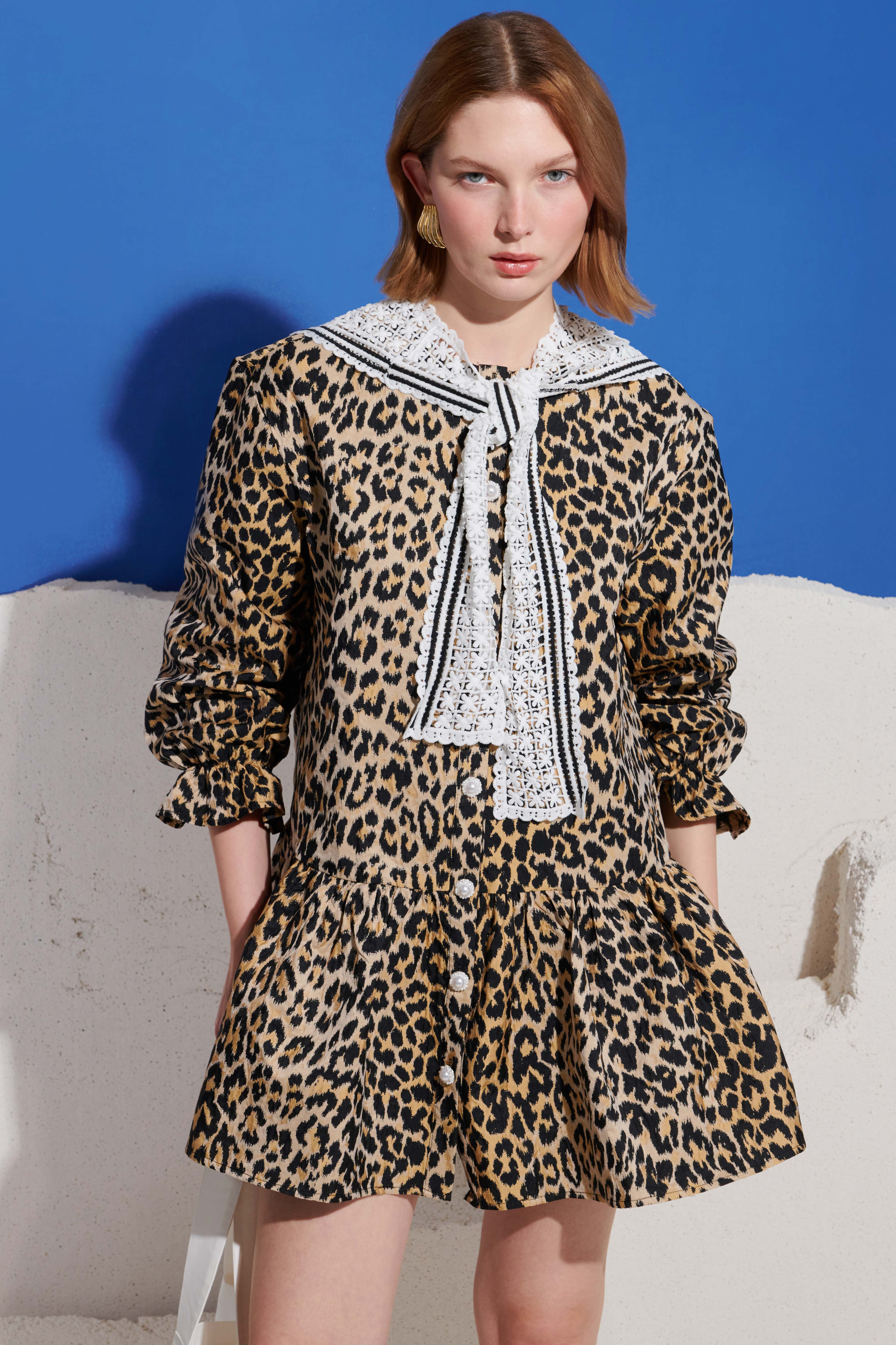 【sister jane】Cleo Collar Tie Mini Dress