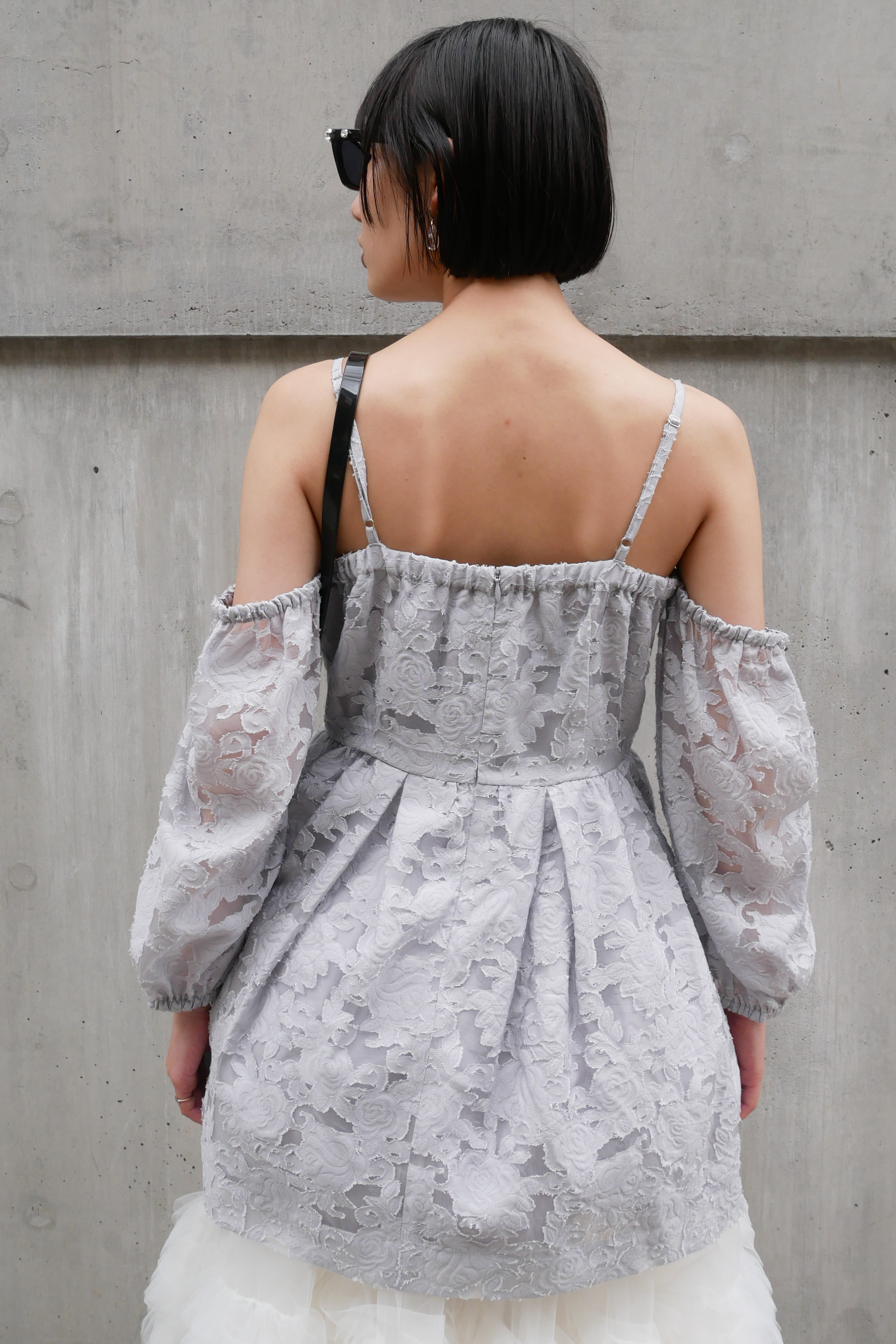 rose jacquard puff tunic | HONEY MI HONEY