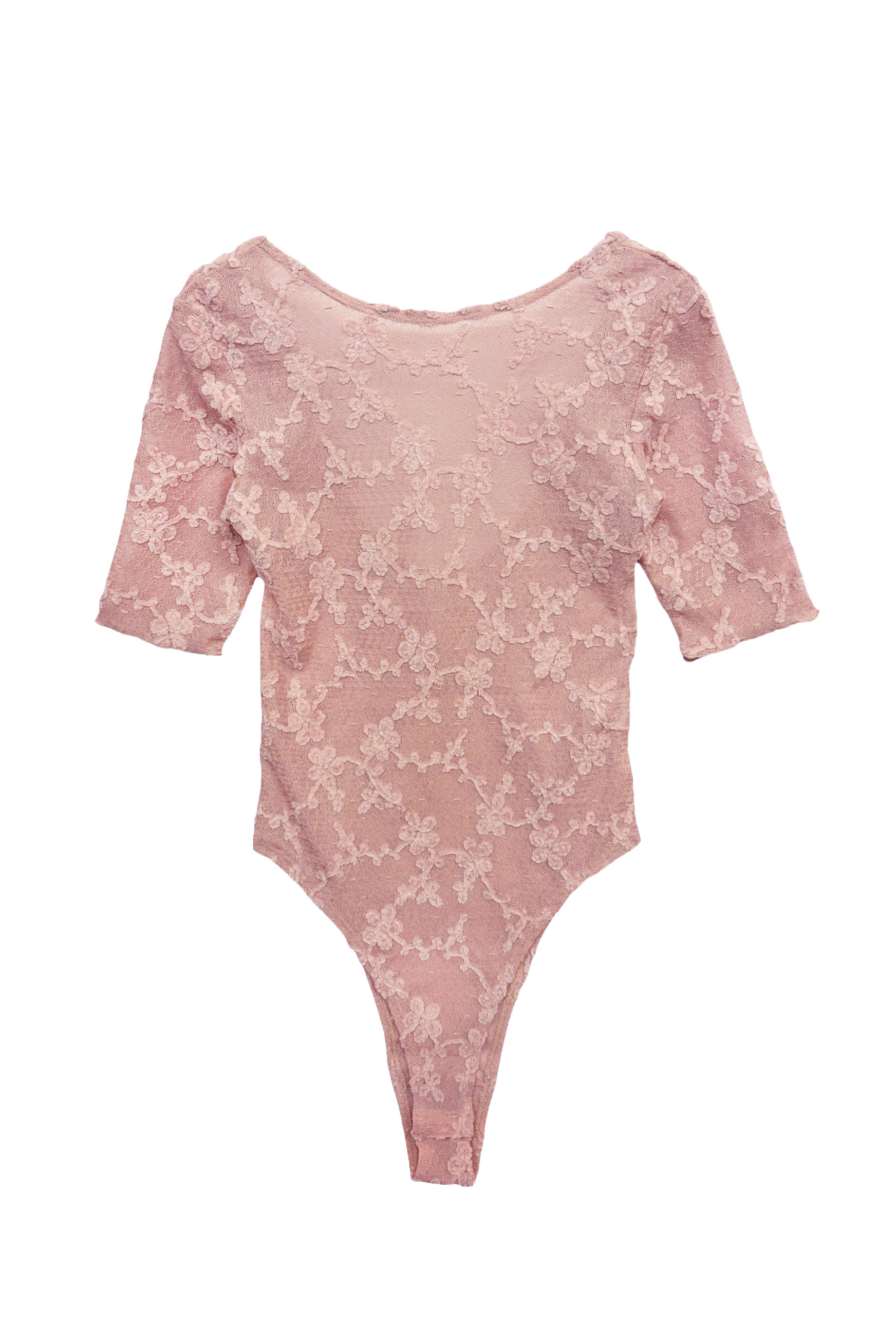 molle embroidery lace short sleeve body suit | HONEY MI HONEY