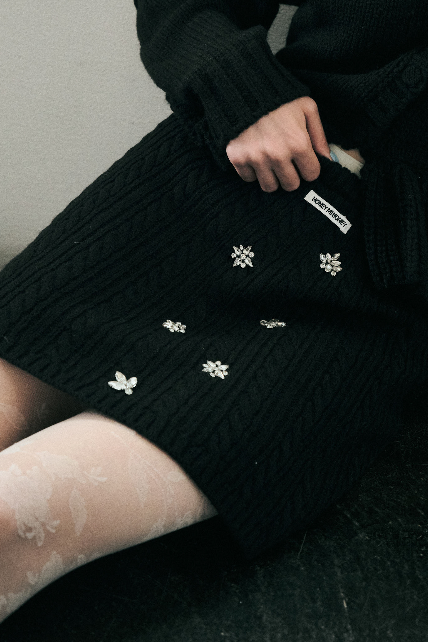 bijou cable knit bare＆mini skirt | HONEY MI HONEY