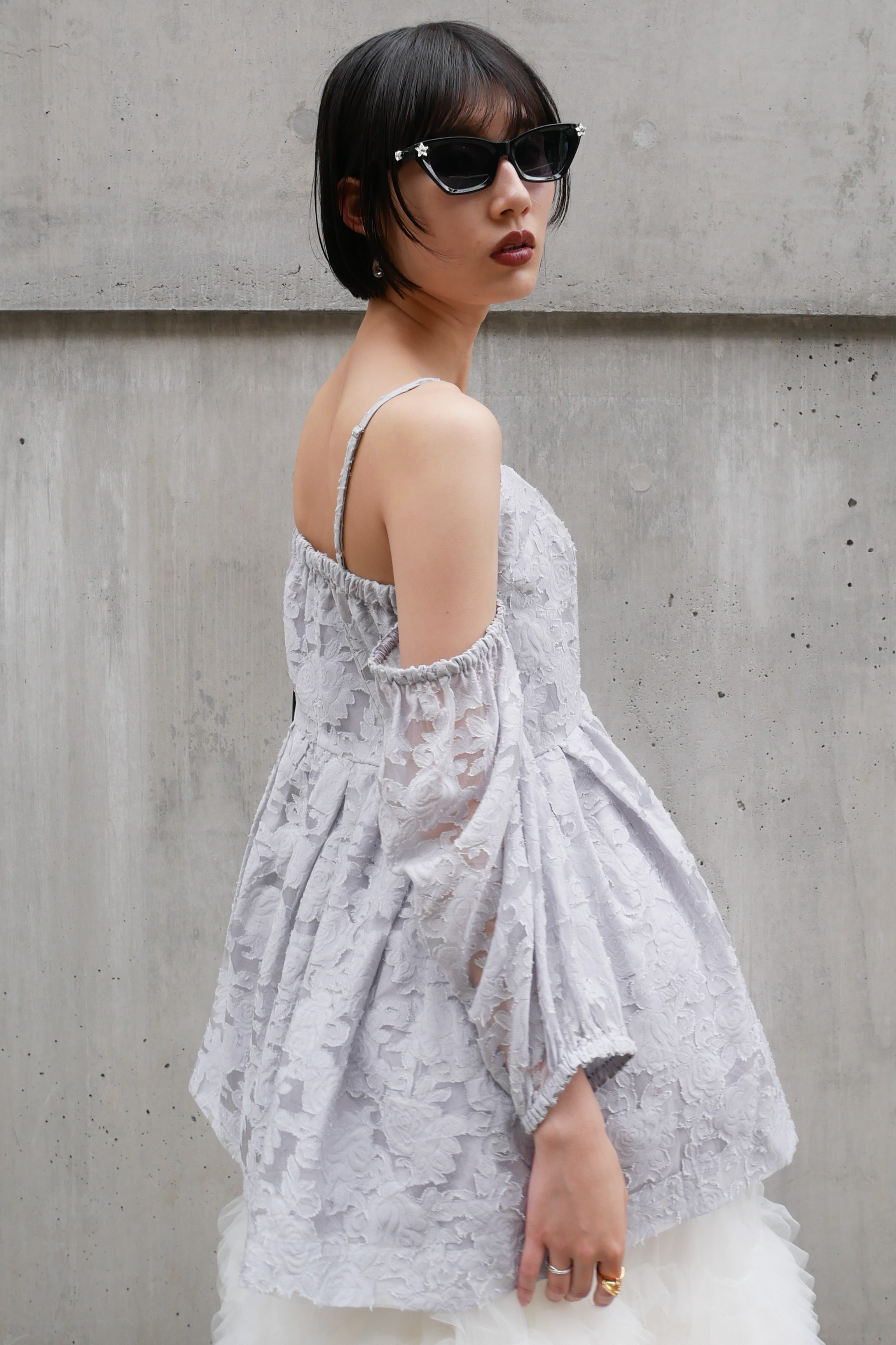 rose jacquard puff tunic | HONEY MI HONEY