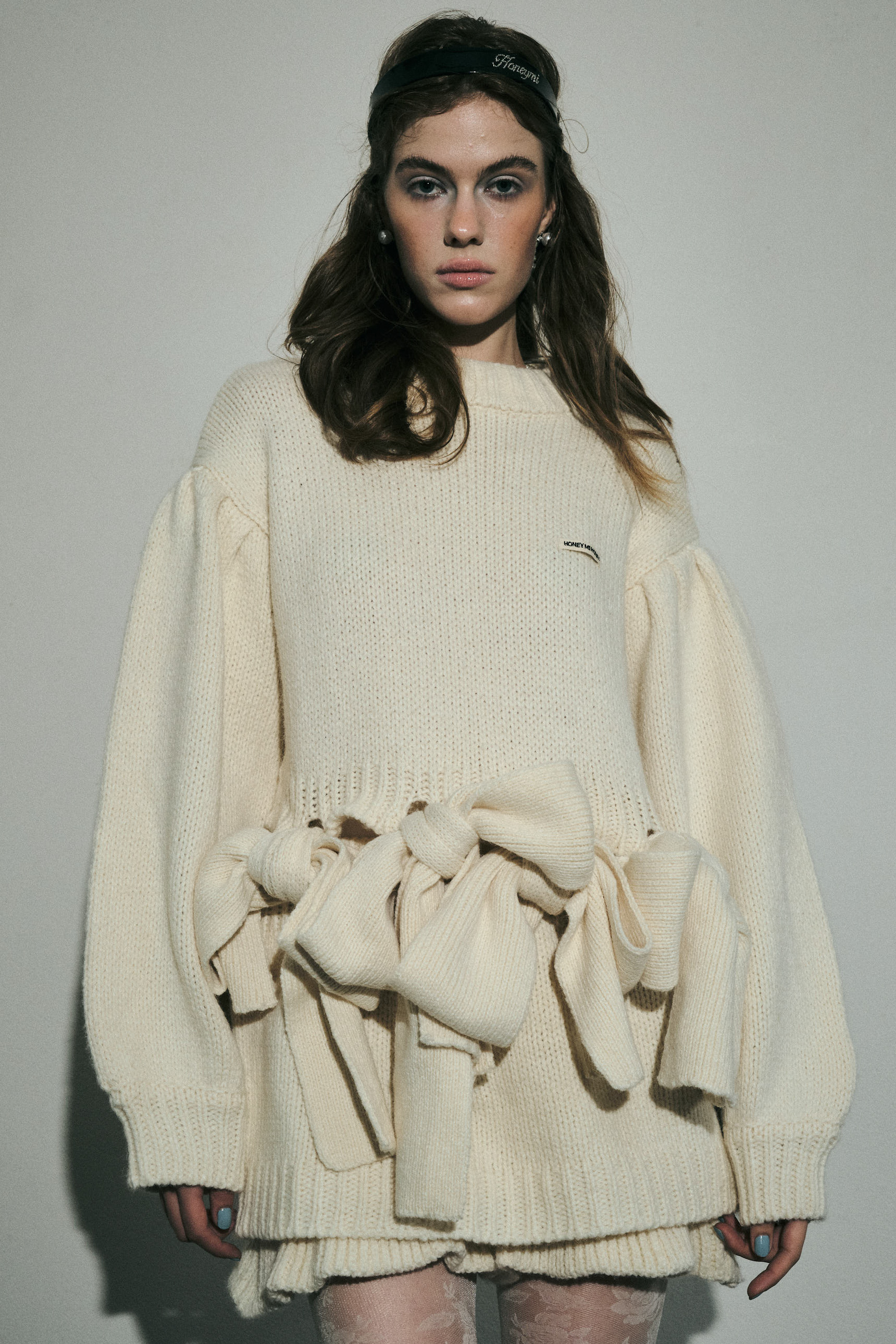 two-way ribbon puffsleeve knit | HONEY MI HONEY