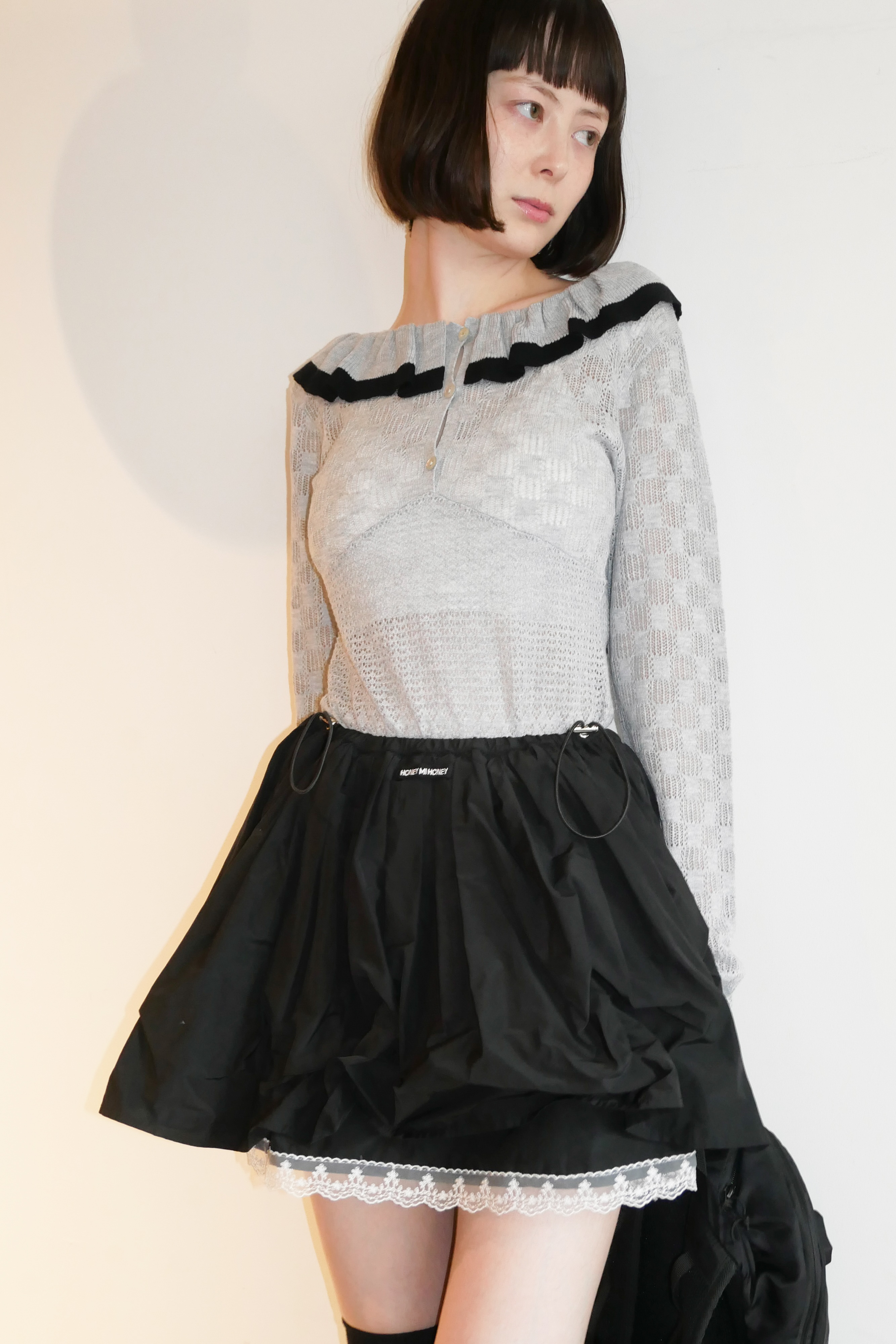 HONEY MI HONEY｜crochet frill knit bodysuit