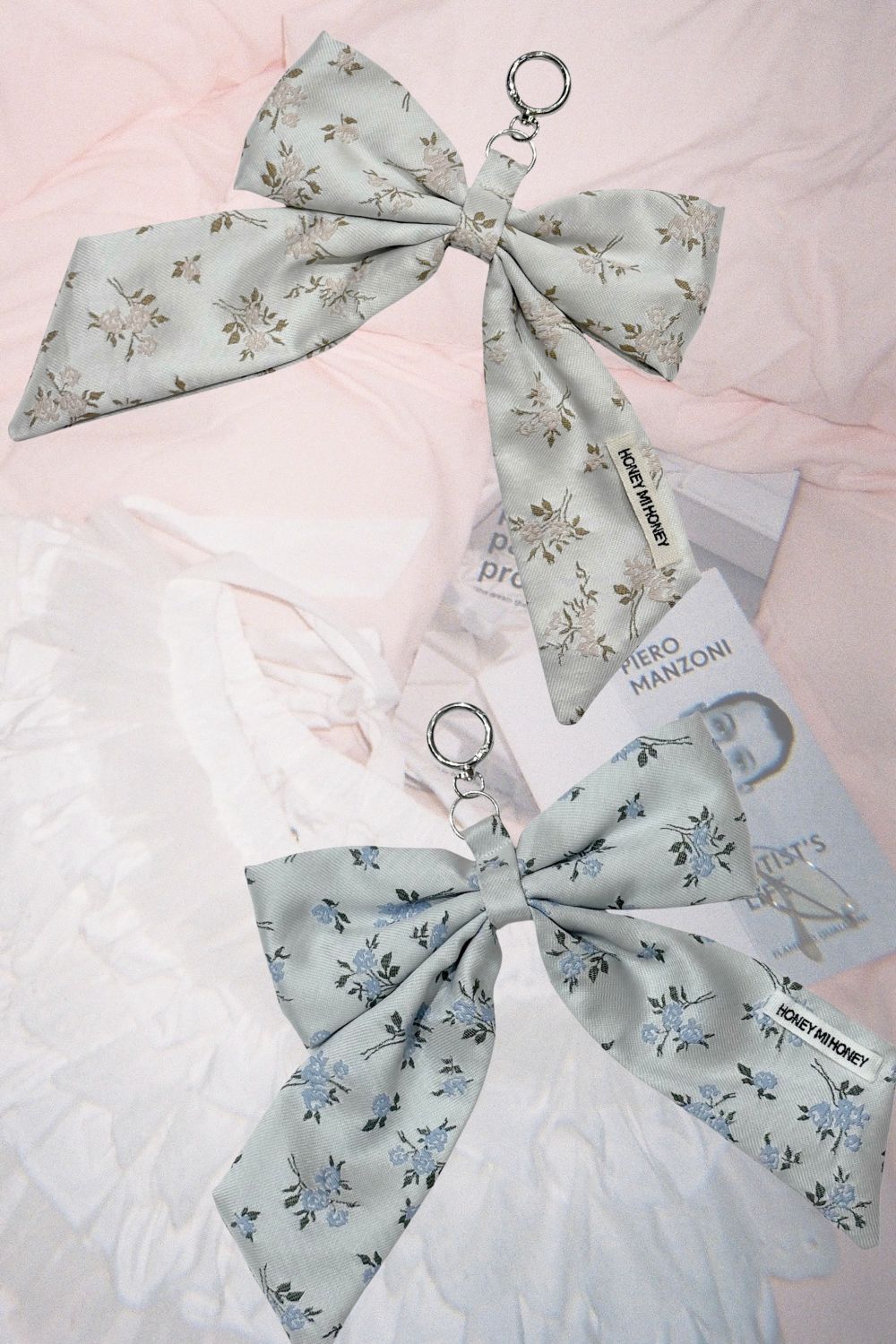 【HONEY MI HONEY】floral jacquard bijou ribbon keyholder