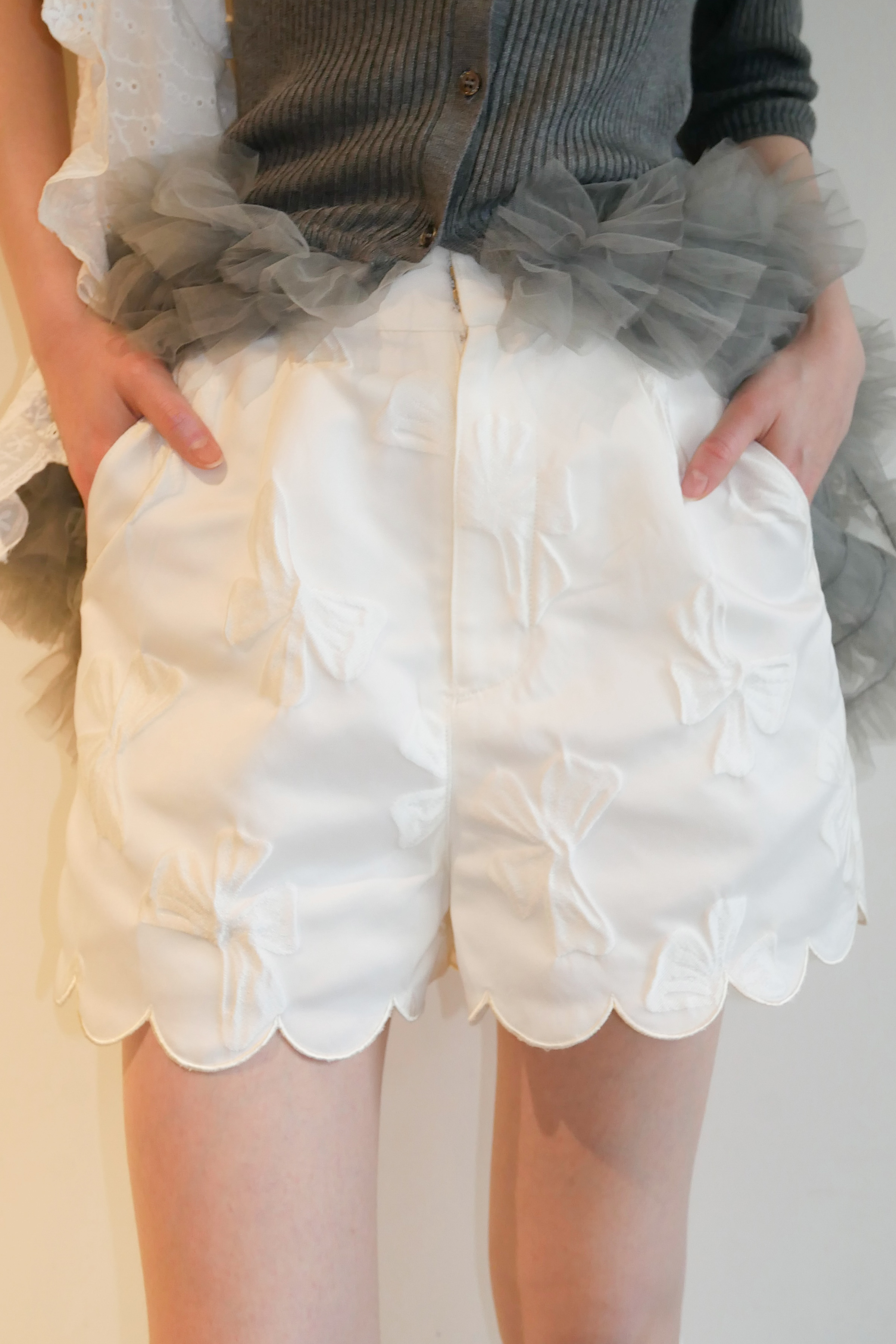 HONEY MI HONEY｜ribbon jacquard short pants｜レディース ショートパンツ