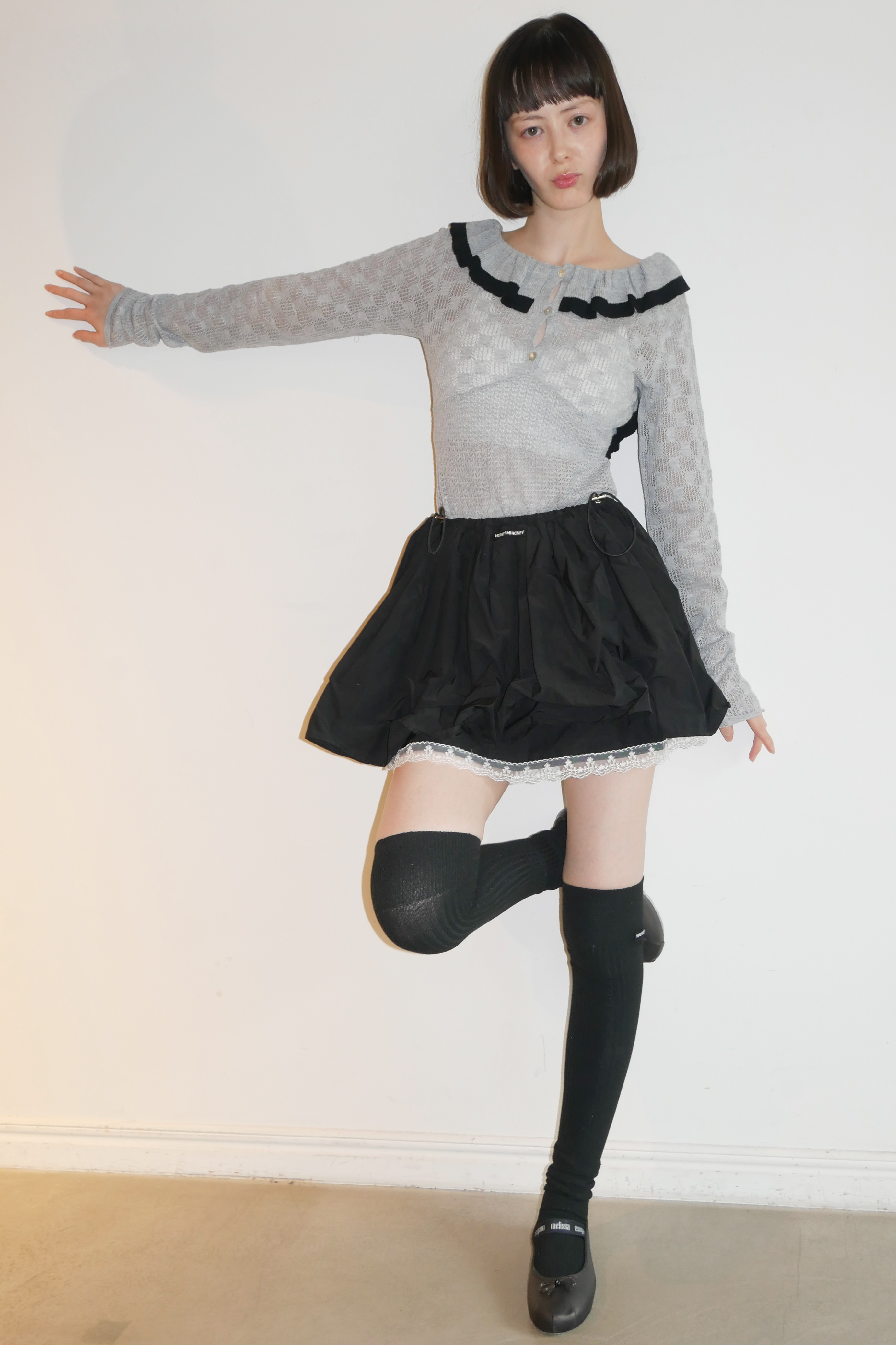 HONEY MI HONEY｜taffeta layered drape mini skirt