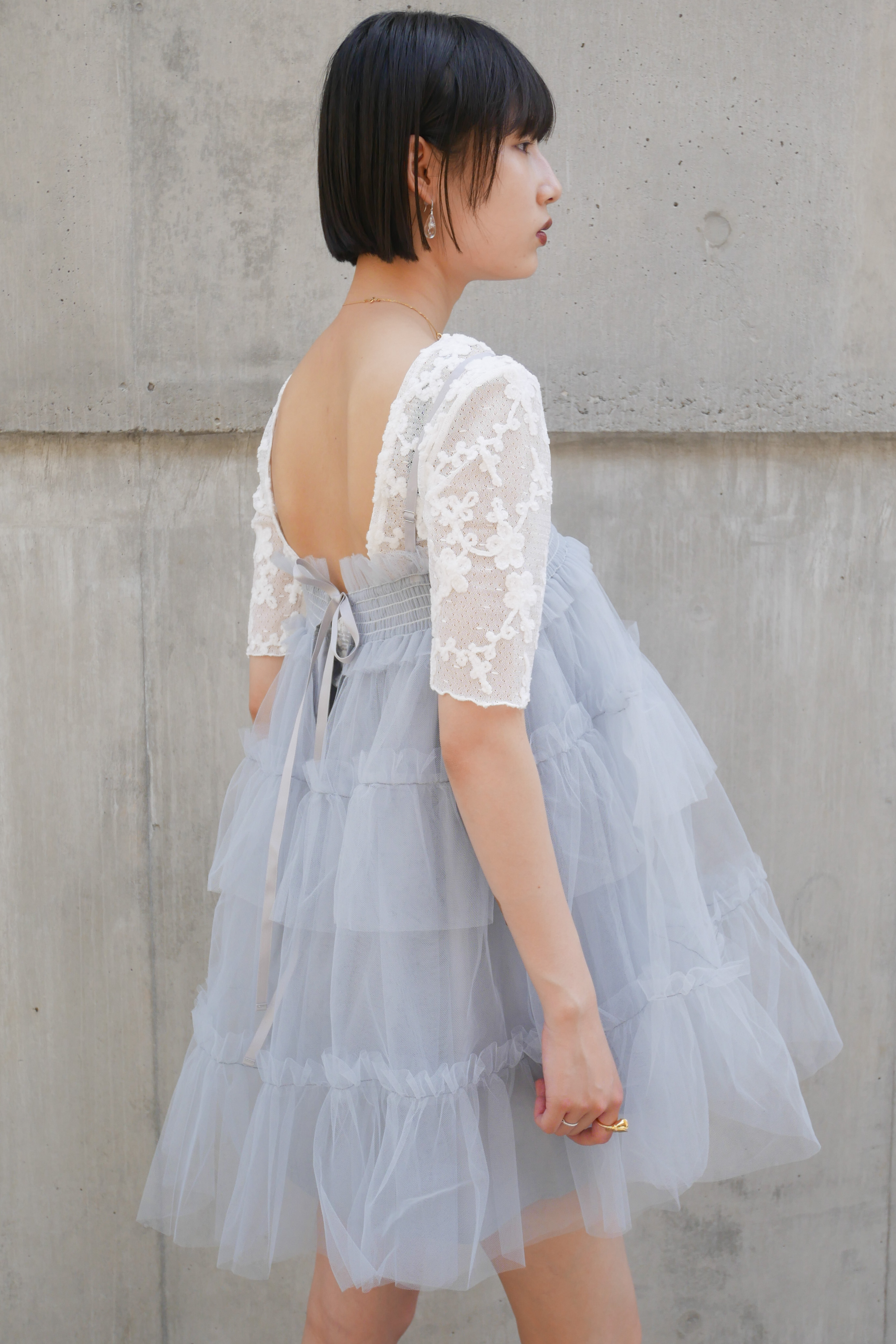 HONEY MI HONEY｜tulle tiered tunic camisole