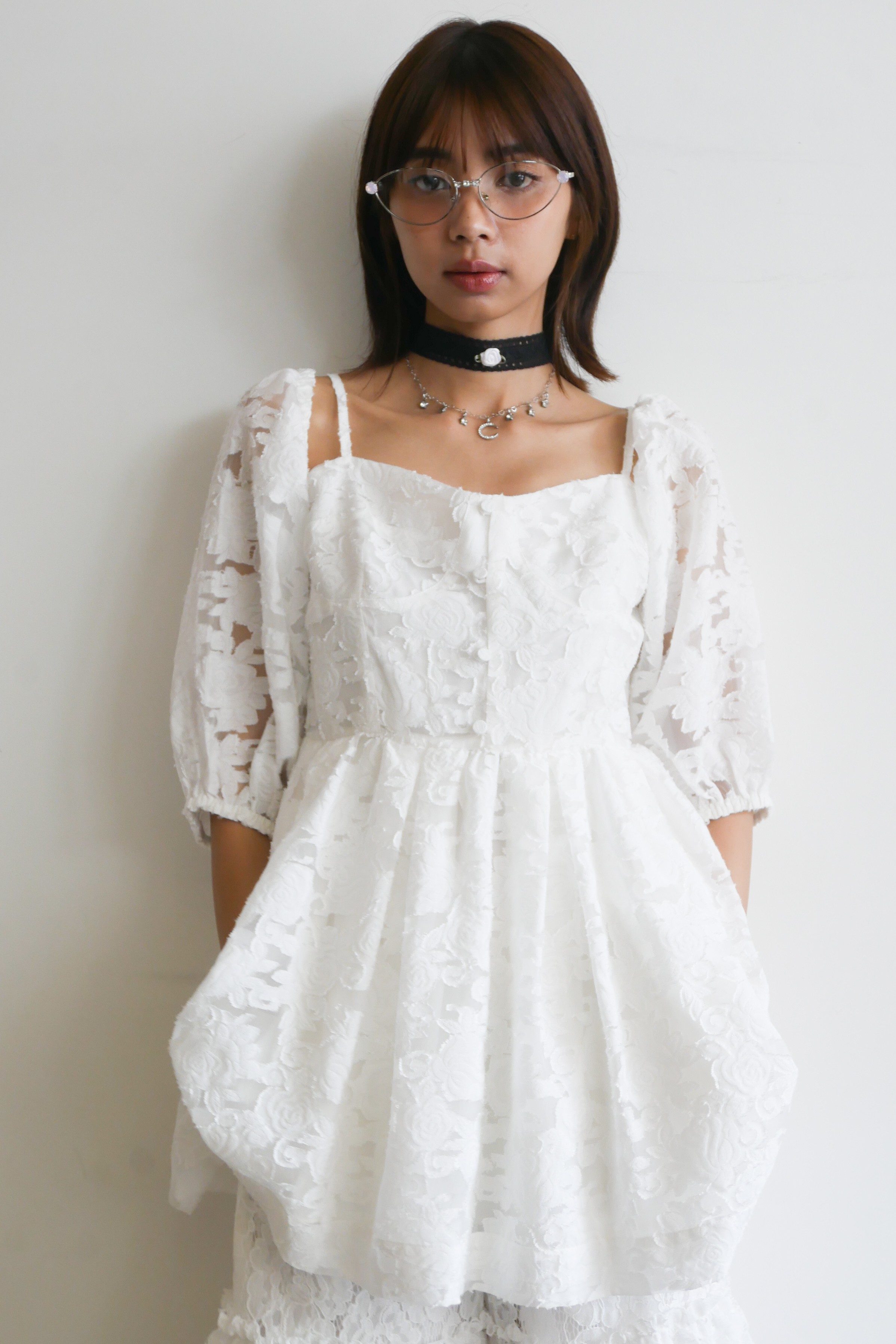 rose jacquard puff tunic | HONEY MI HONEY