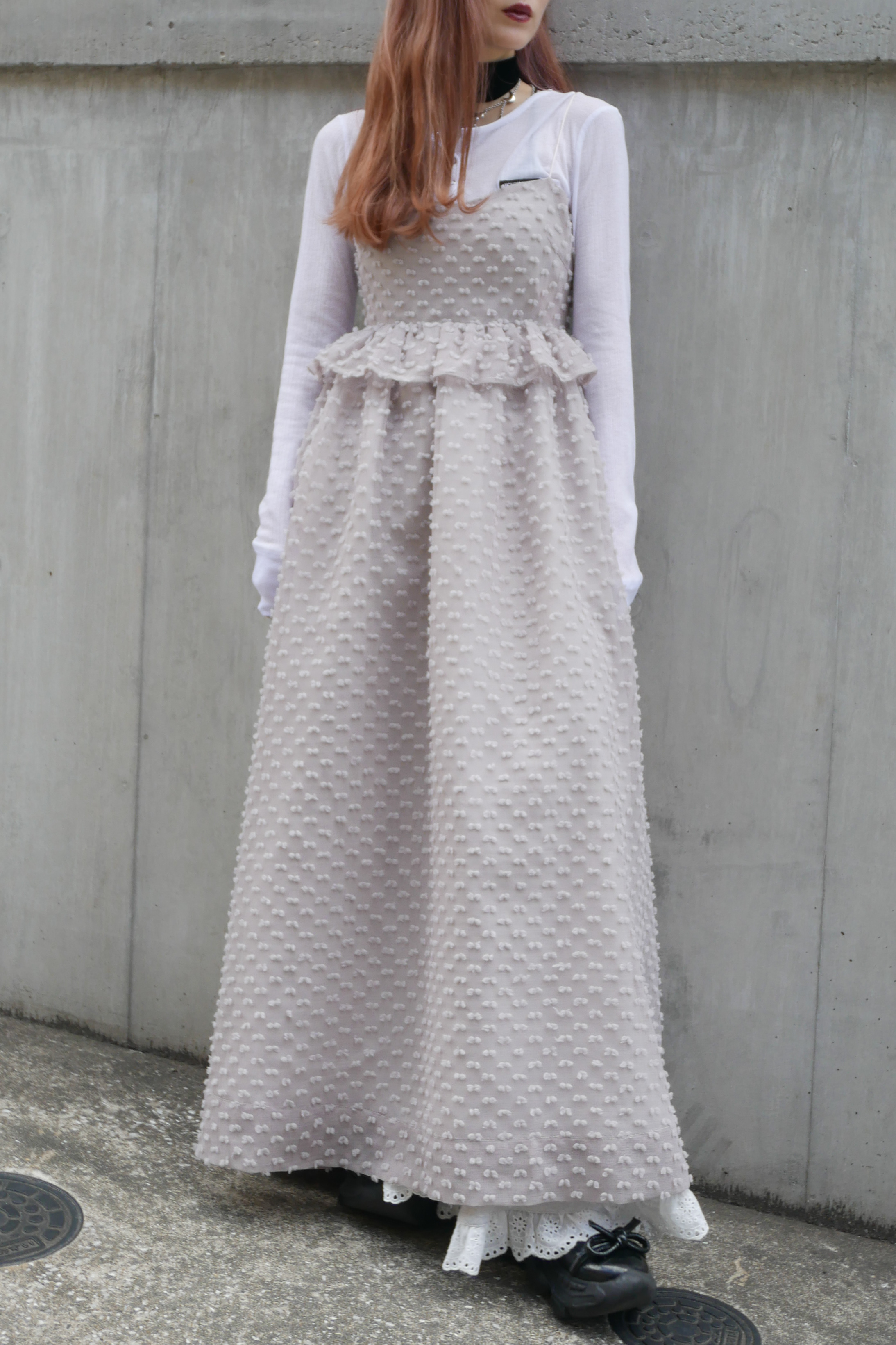 ESPRIT｜dot voile ribbon long one-piece｜ドットボイルリボンロング 
