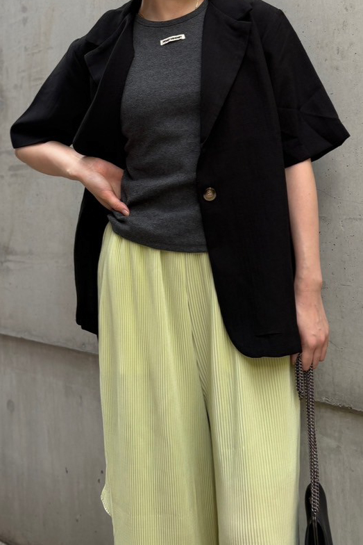 【ALORA THE WAY】summer tweed short sleeve jacket