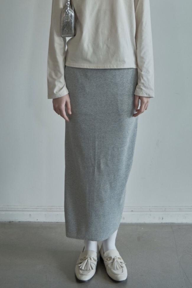 【ALORA THE WAY】rib tight long skirt