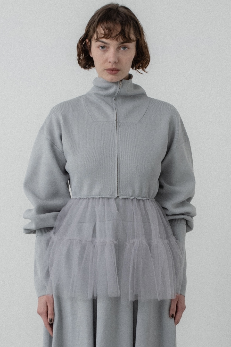 【MAISON ELLIE】tulle frill zip blouson