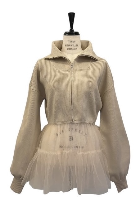 tulle frill zip blouson