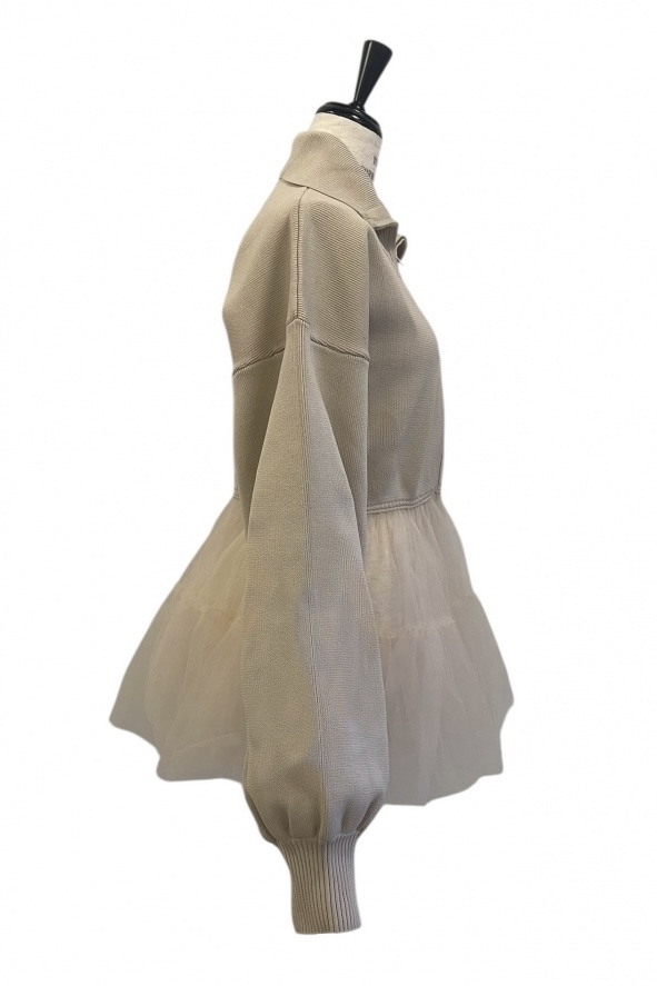tulle frill zip blouson