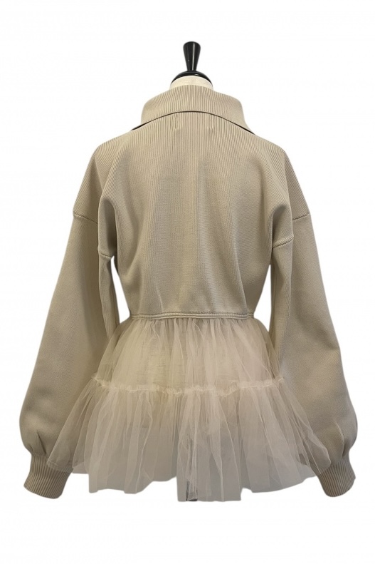 tulle frill zip blouson