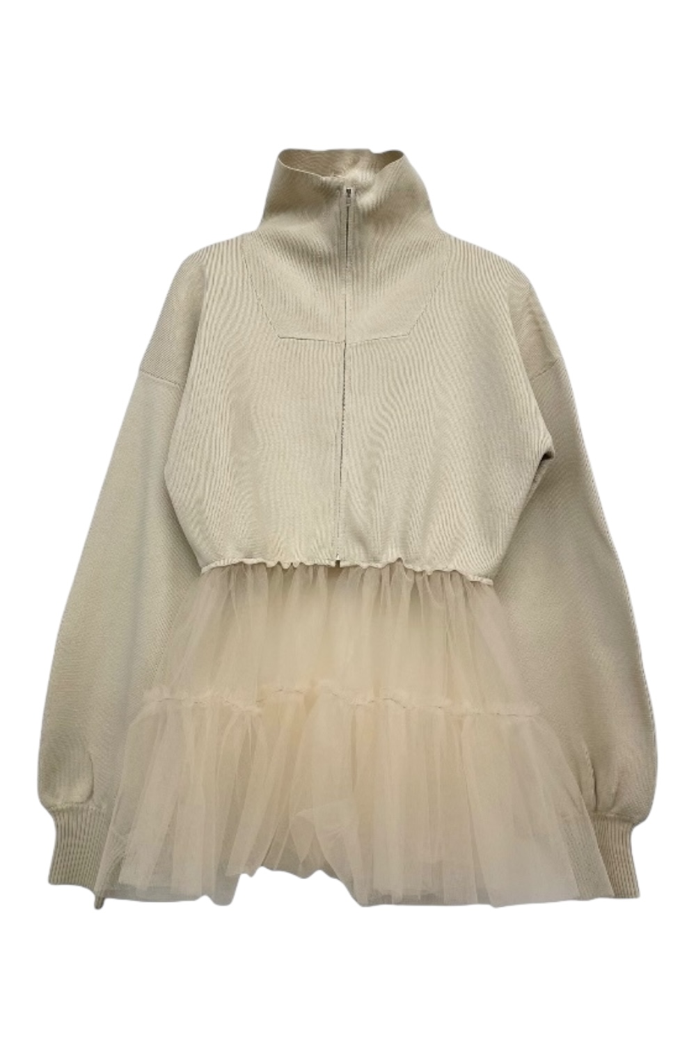 tulle frill zip blouson