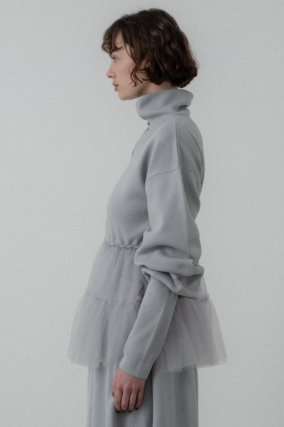 tulle frill zip blouson